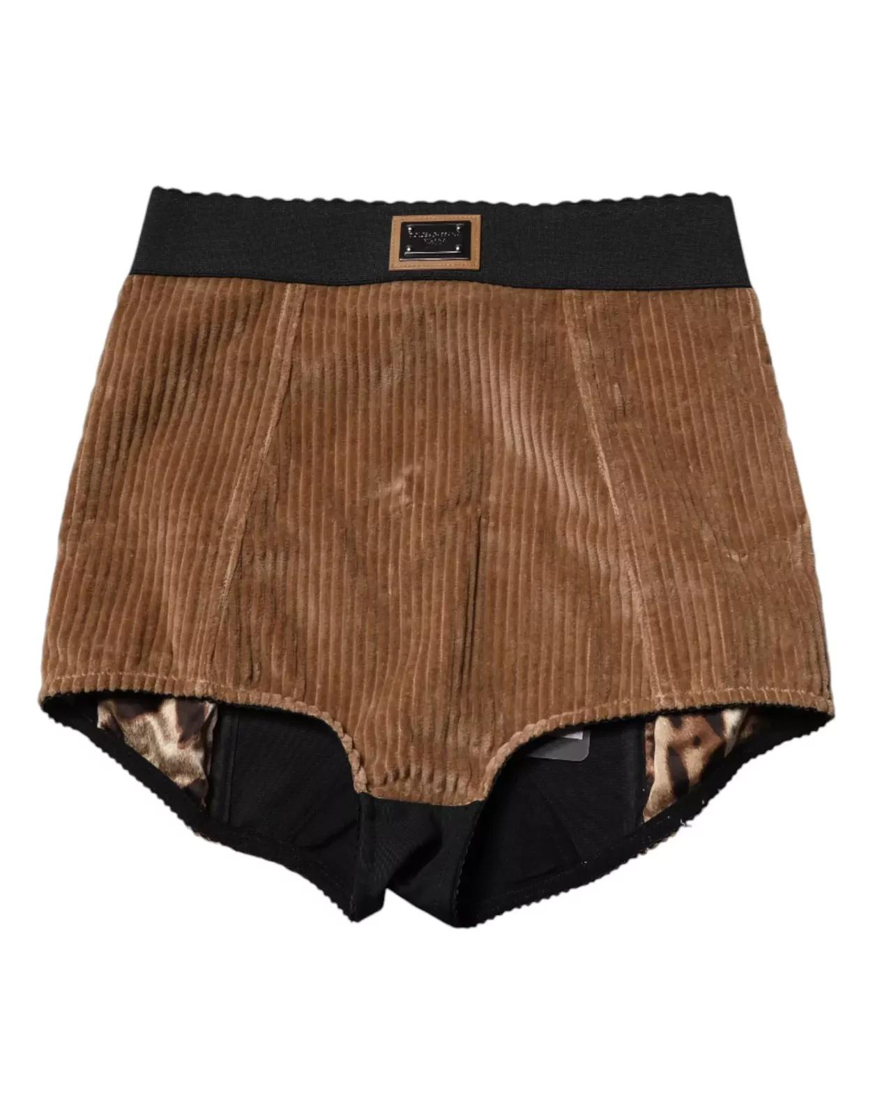 High Waisted Cotton Hot Pants Shorts - Brown / IT40|S