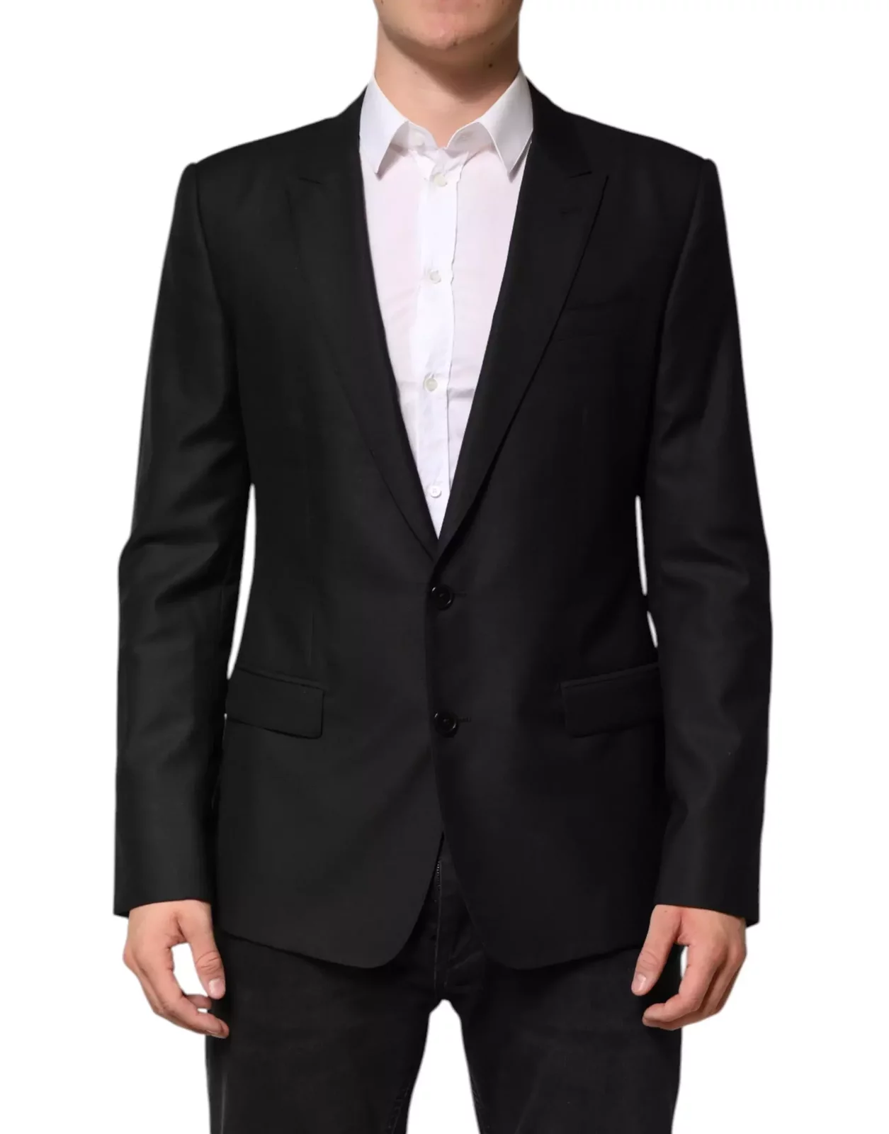 Single Breasted Wool Blazer with Two Button Closure - Black / IT52 | XL