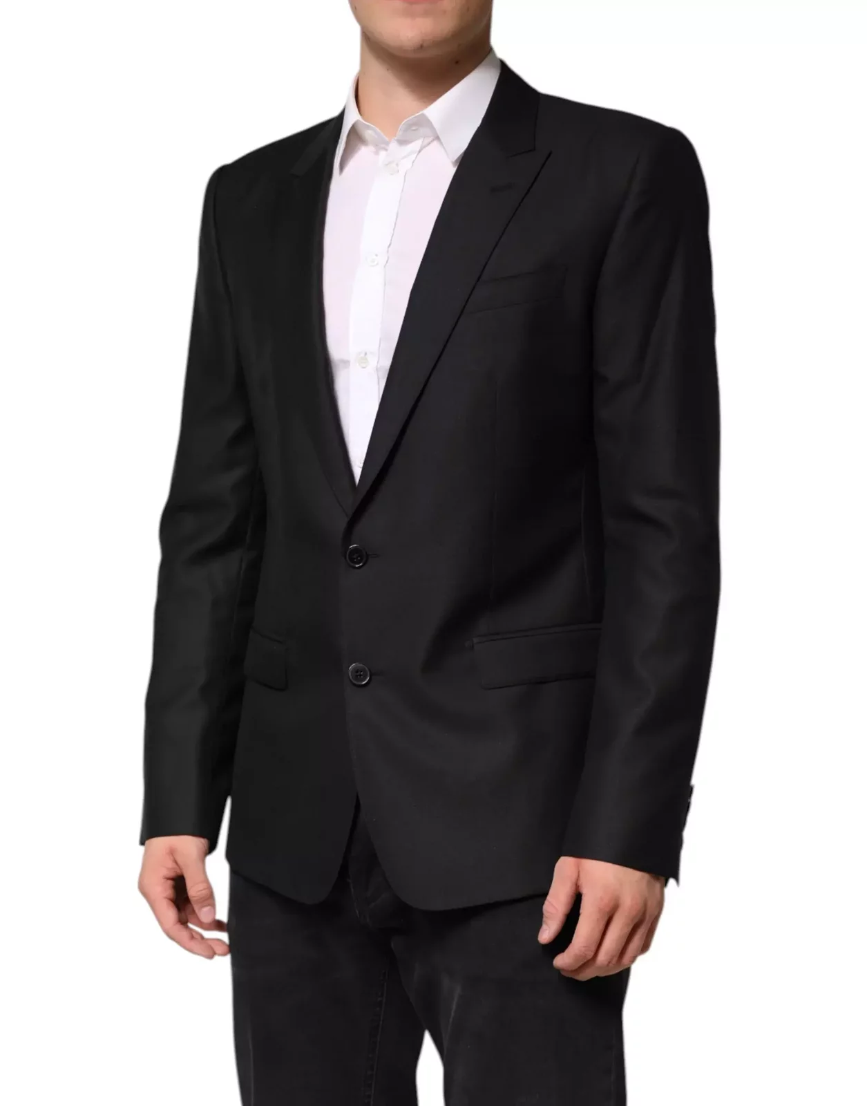 Single Breasted Wool Blazer with Two Button Closure - Black / IT52 | XL