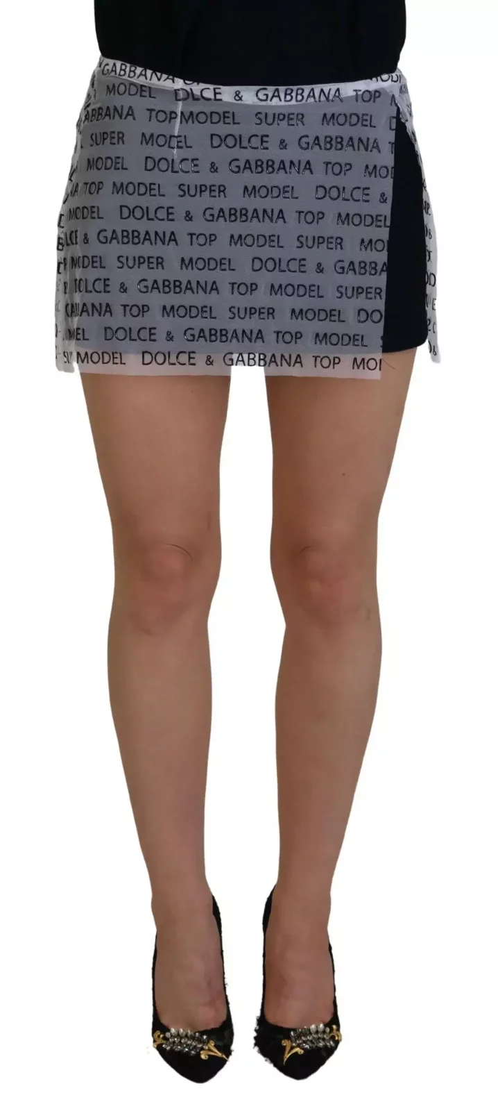 Dolce Gabbana Mini Skirt Model Print - White / IT40|S