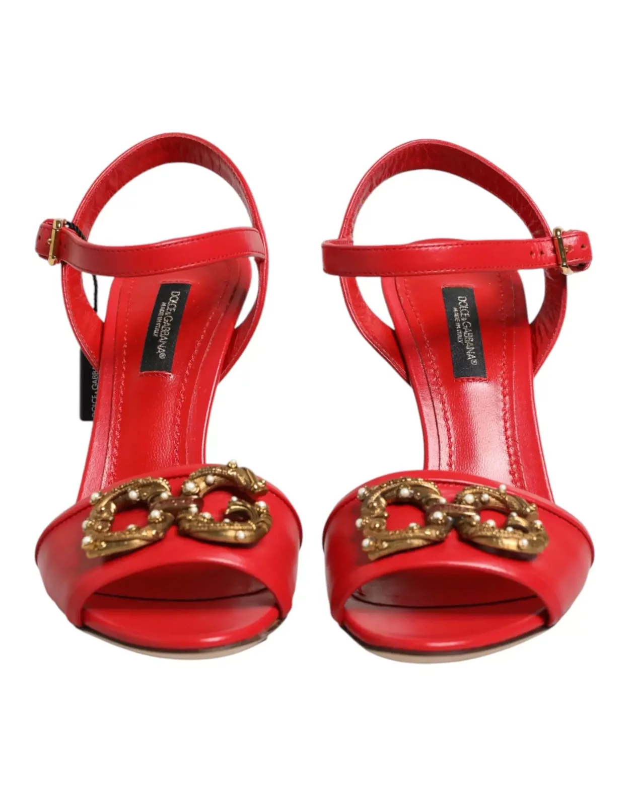 Leather DG Amore Heeled Sandals - Red / EU35.5/US5