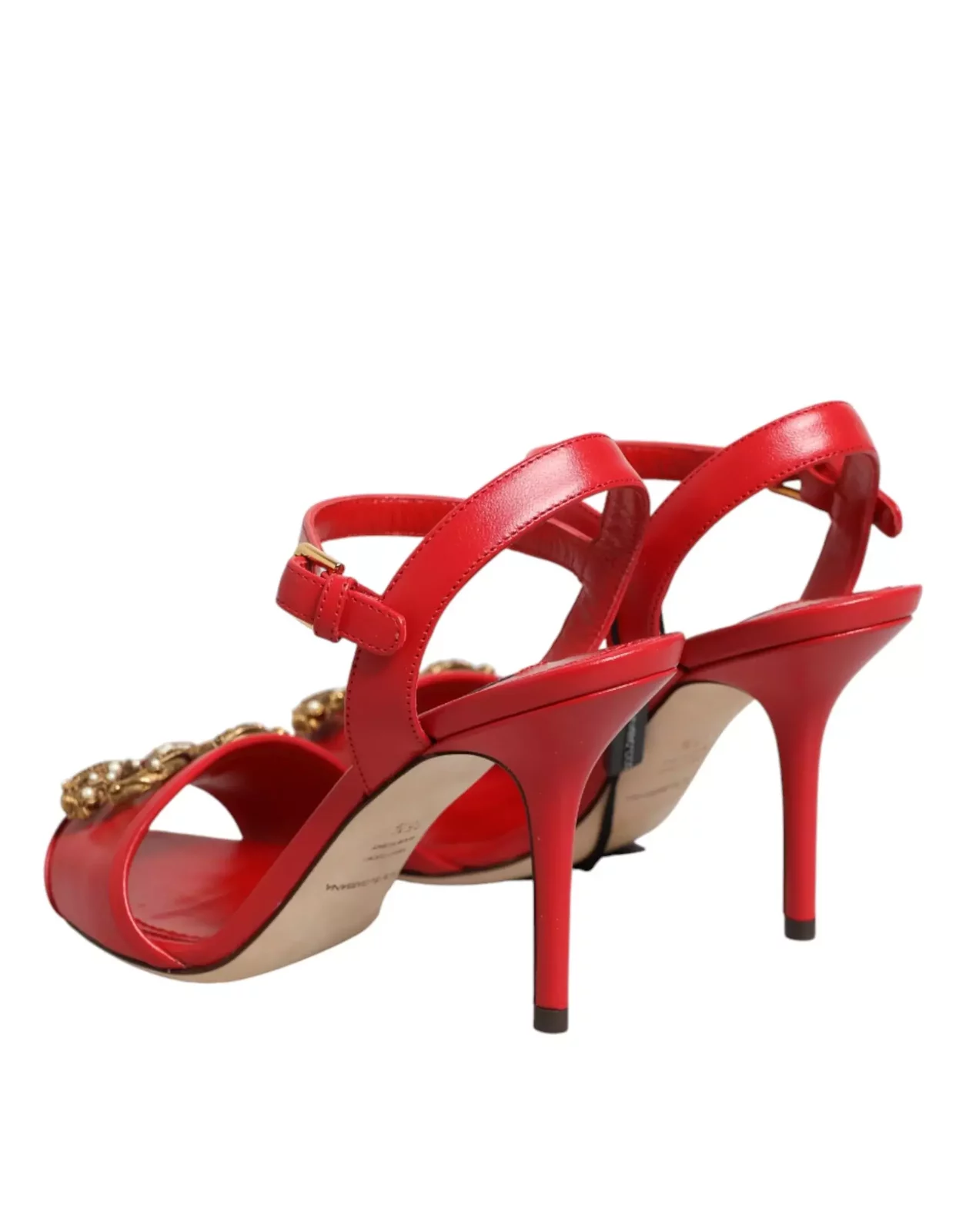 Leather DG Amore Heeled Sandals - Red / EU35.5/US5