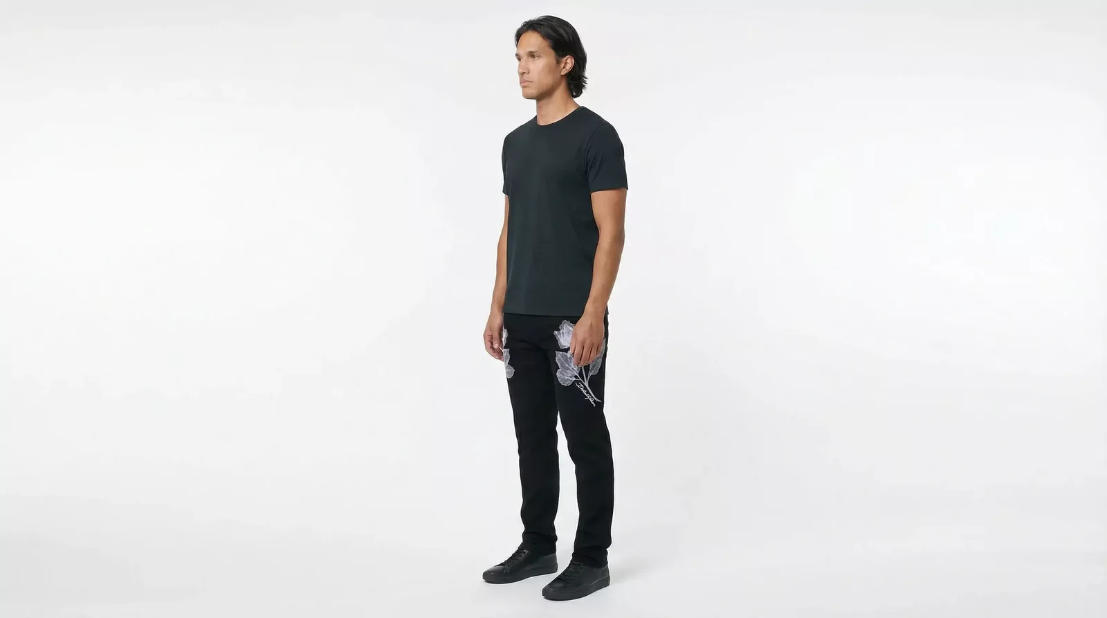 Rose Print Casual Pants - Black / IT48 | M