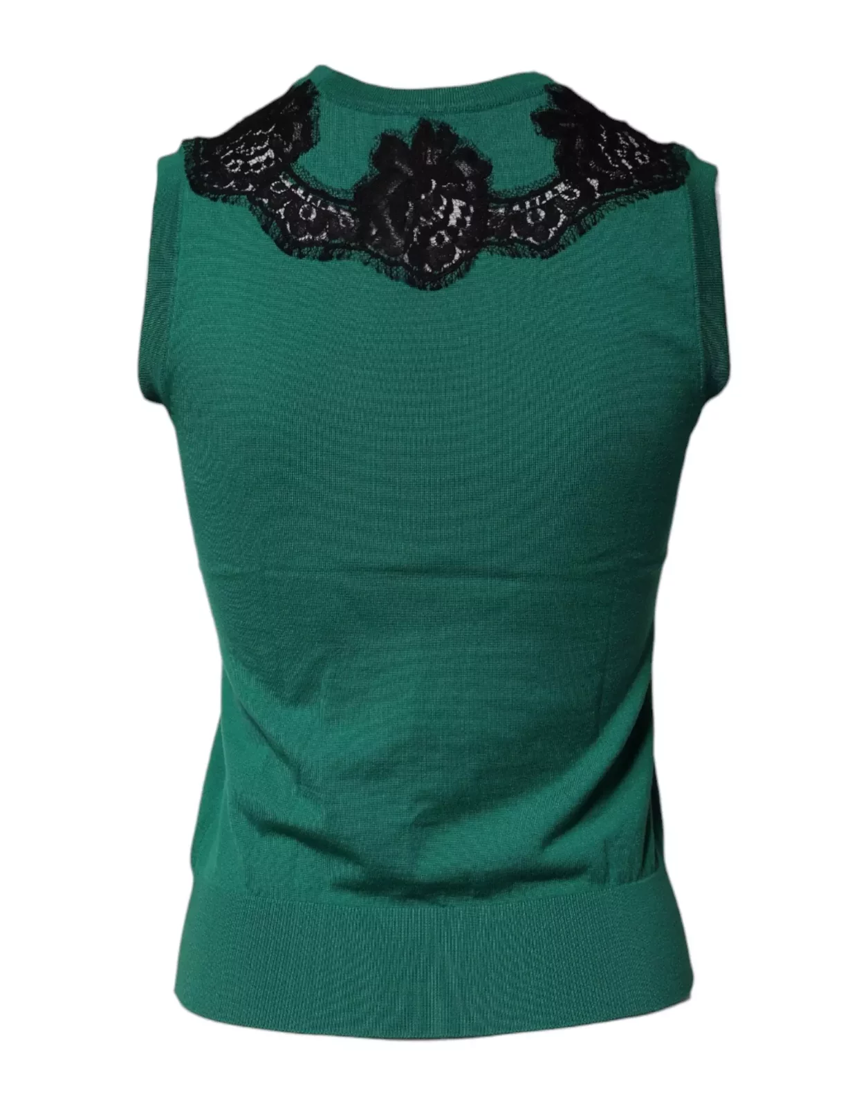 LaceTrim Sleeveless Knit Top - Green / IT36|XXS
