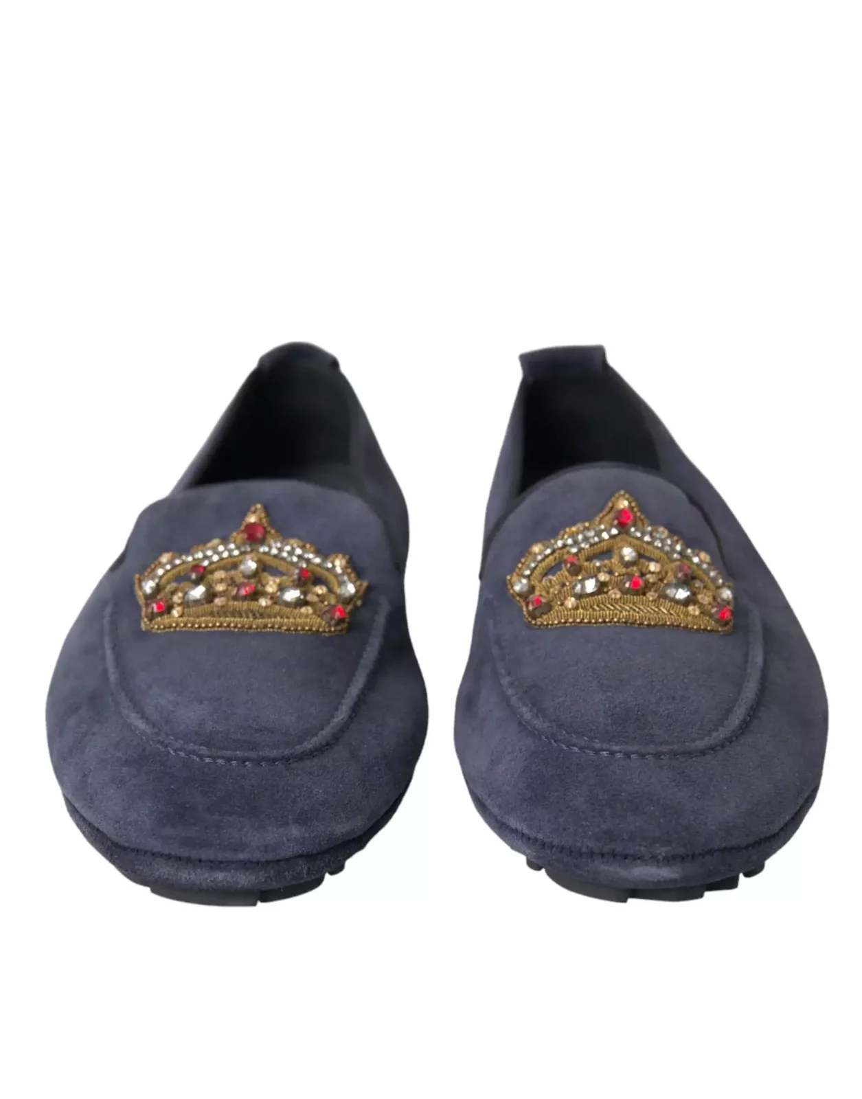 Embellished Suede Loafers - Blue / EU40/US7