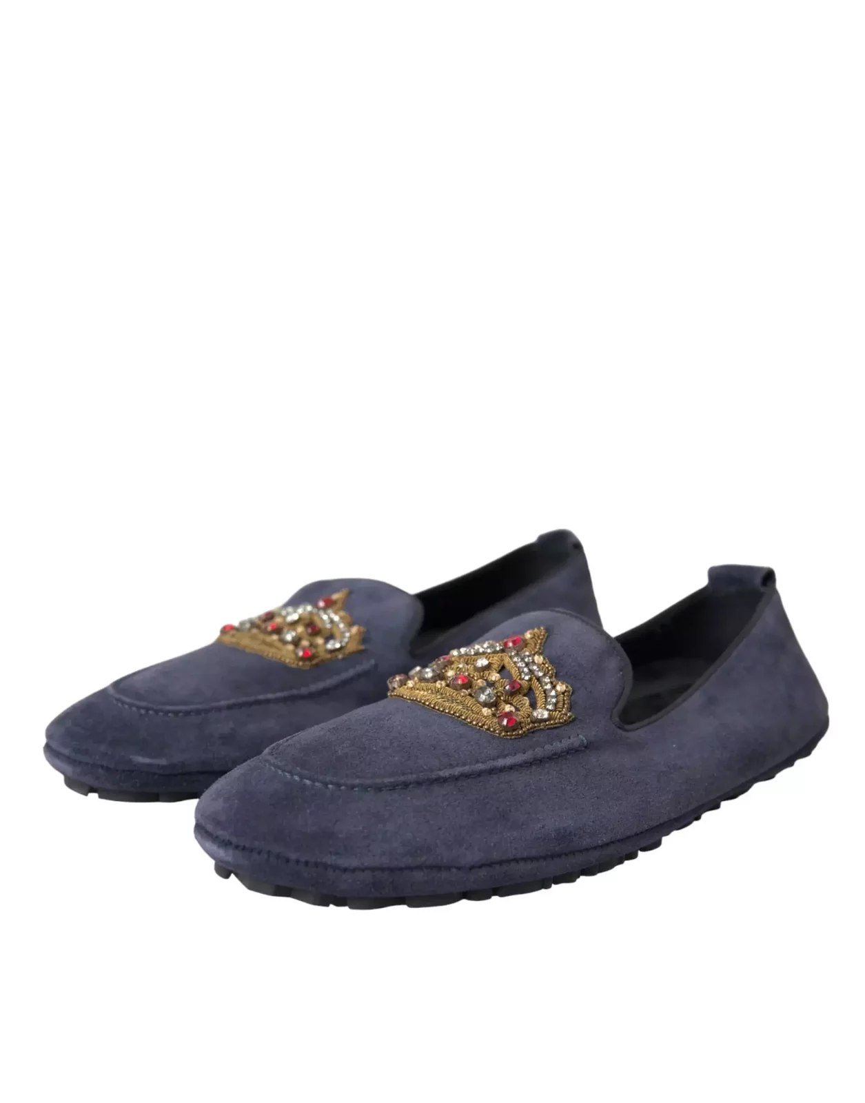 Embellished Suede Loafers - Blue / EU40/US7