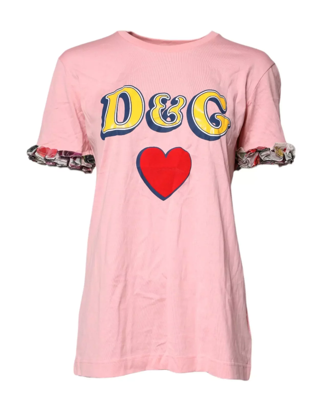 Dolce Gabbana TShirt Ruffled Sleeves - Pink / IT40|S
