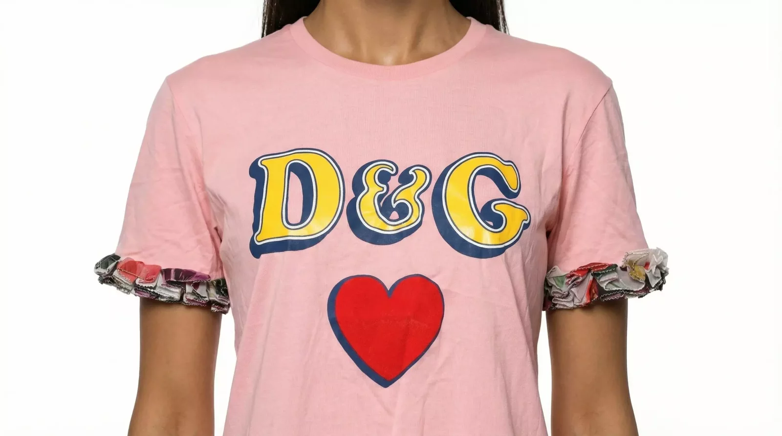 Dolce Gabbana TShirt Ruffled Sleeves - Pink / IT40|S