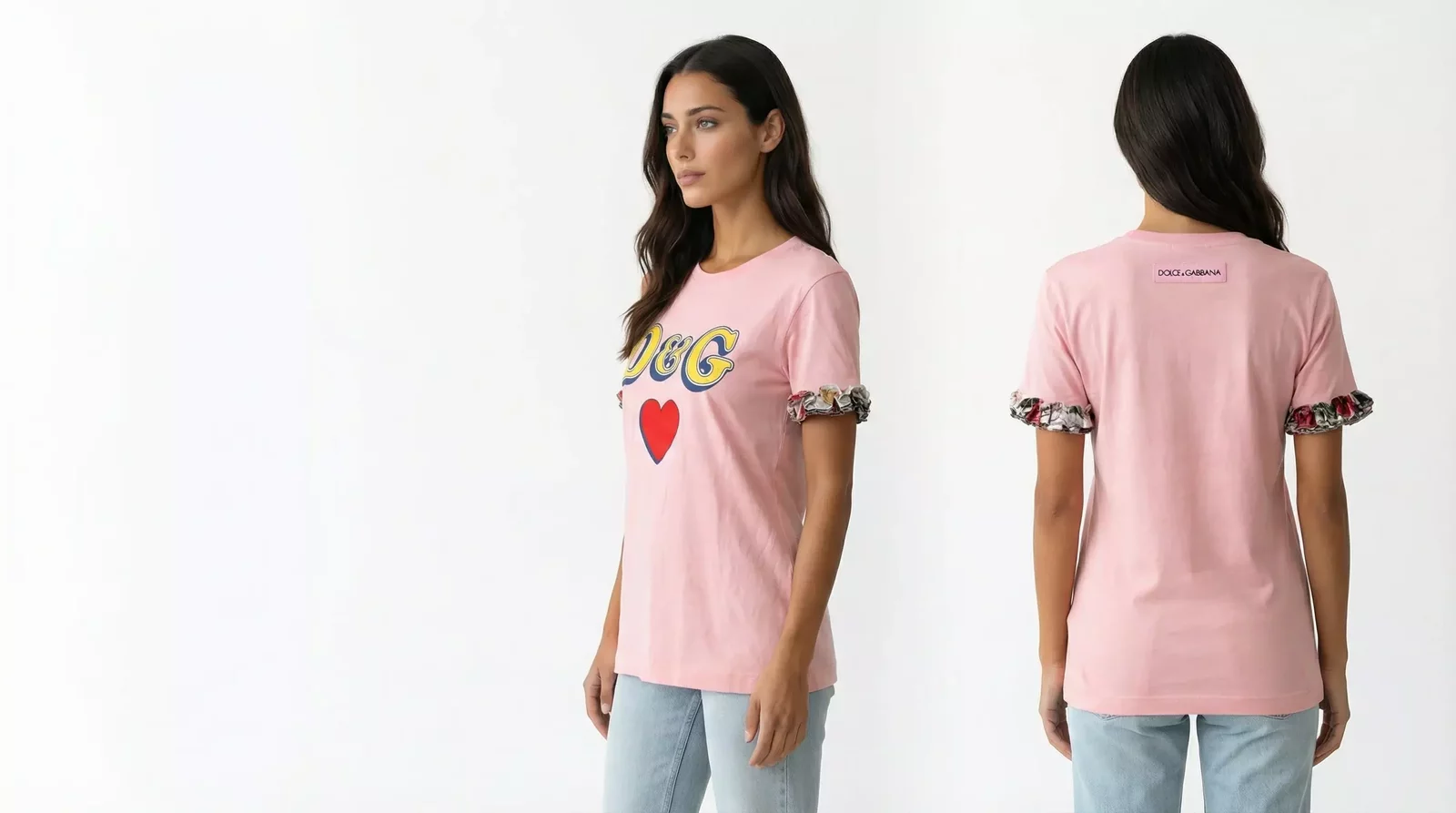Dolce Gabbana TShirt Ruffled Sleeves - Pink / IT40|S