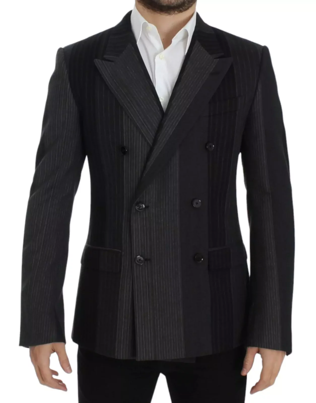 Double Breasted Pinstripe Blazer - Gray / IT48 | M