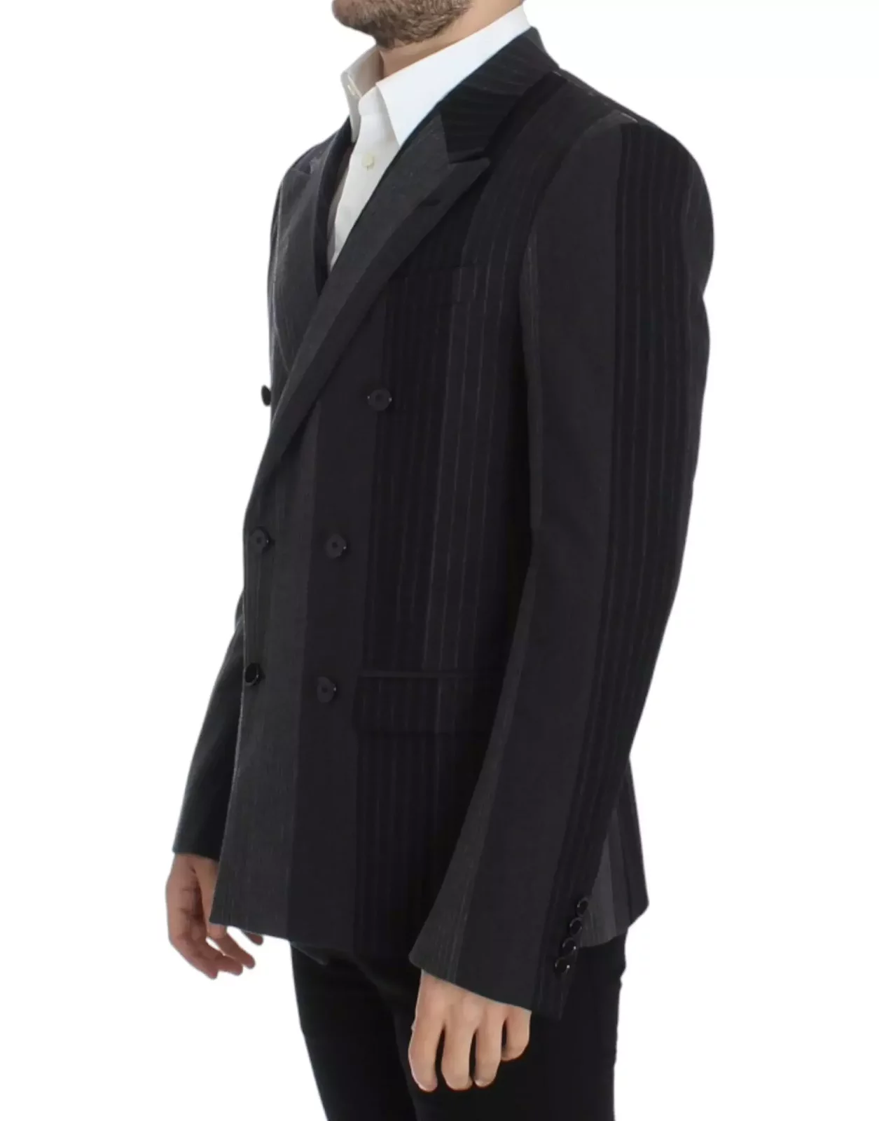 Double Breasted Pinstripe Blazer - Gray / IT48 | M