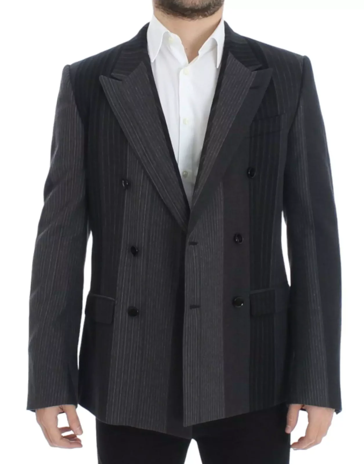 Double Breasted Pinstripe Blazer - Gray / IT48 | M