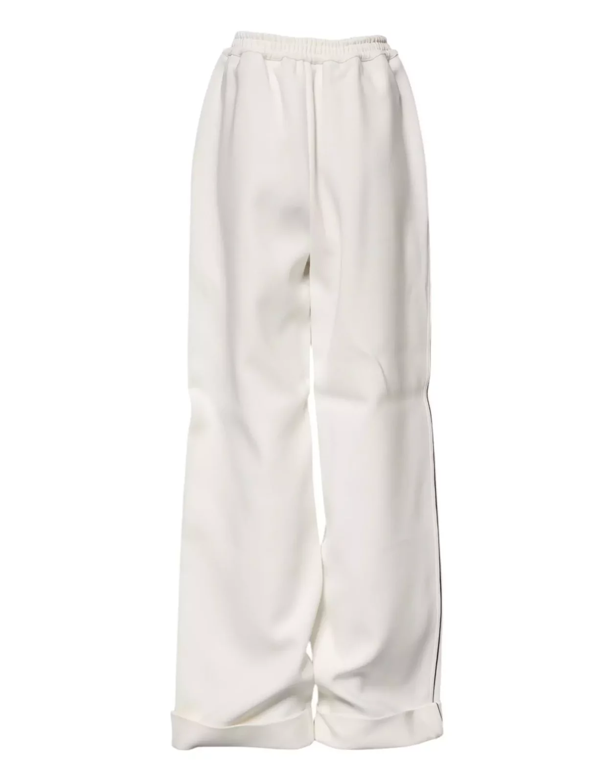 Wide Leg Pull On Viscose Pants with Zipper Closure - White / IT40|S