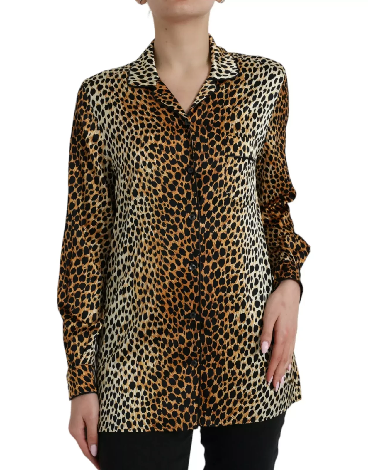 Leopard Print Silk Shirt TSH84784 - Brown / IT40|S