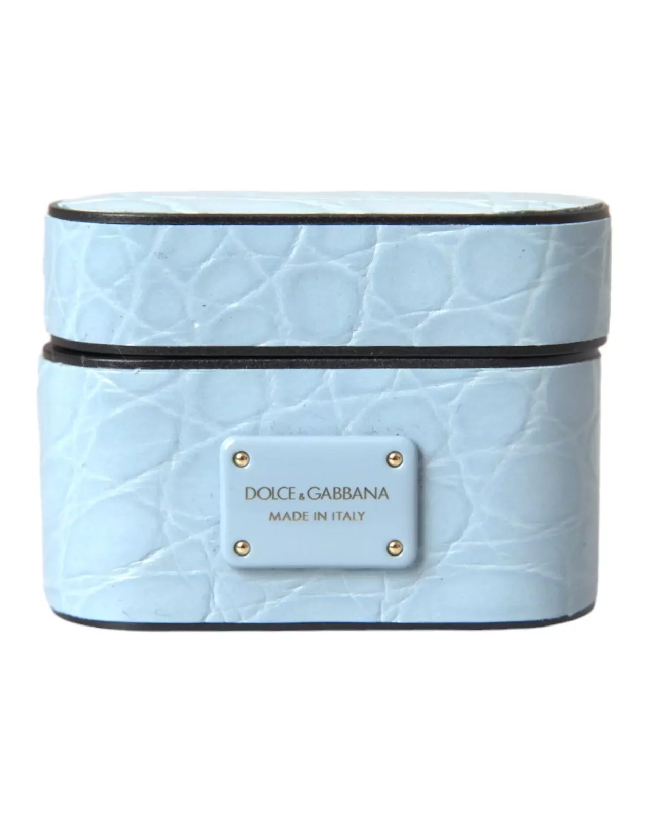 Dolce & Gabbana Crocodile Embossed Leather AirPods Case - Blue - Light Blue / One Size
