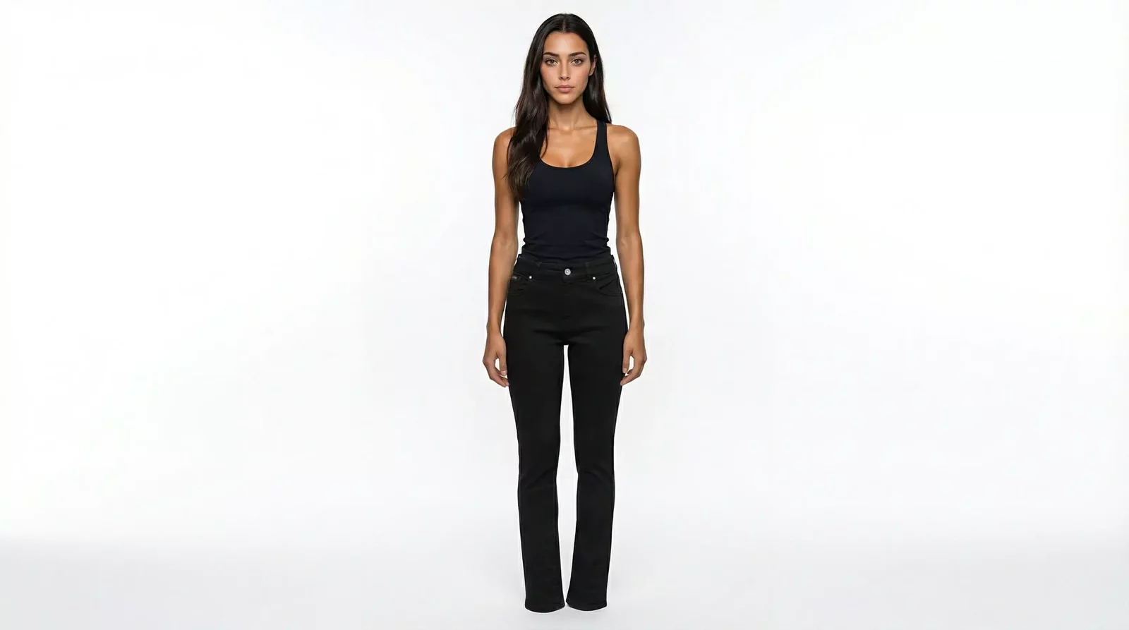 Skinny Mid Waist Denim Jeans with Zipper Closure - Black / IT42|M