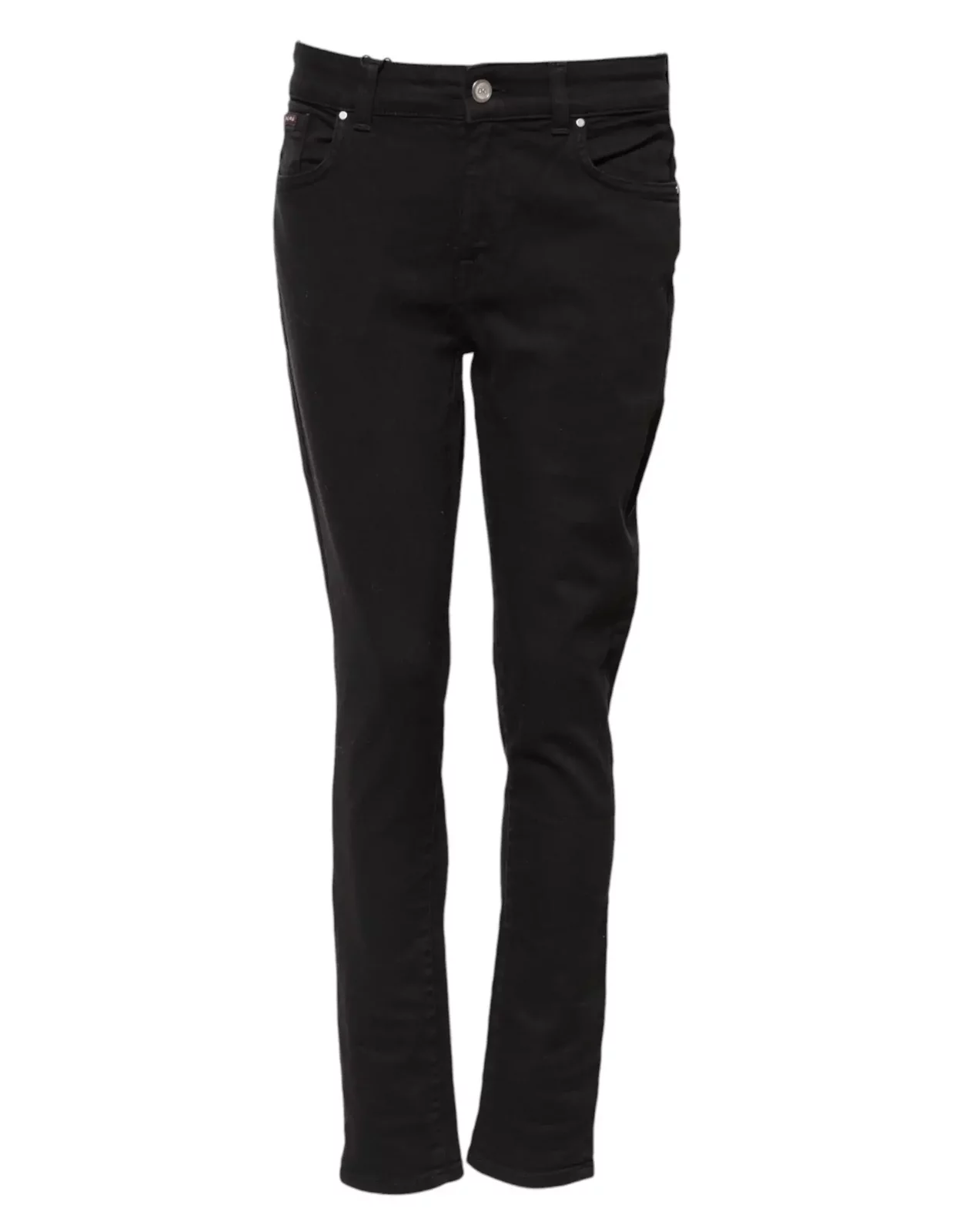 Skinny Mid Waist Denim Jeans with Zipper Closure - Black / IT42|M