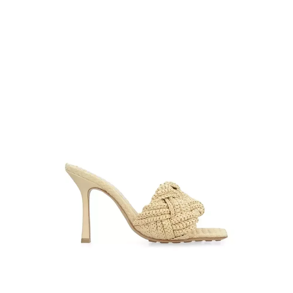 Raffia Textured Slip-On Mules - Beige / EU36/US6