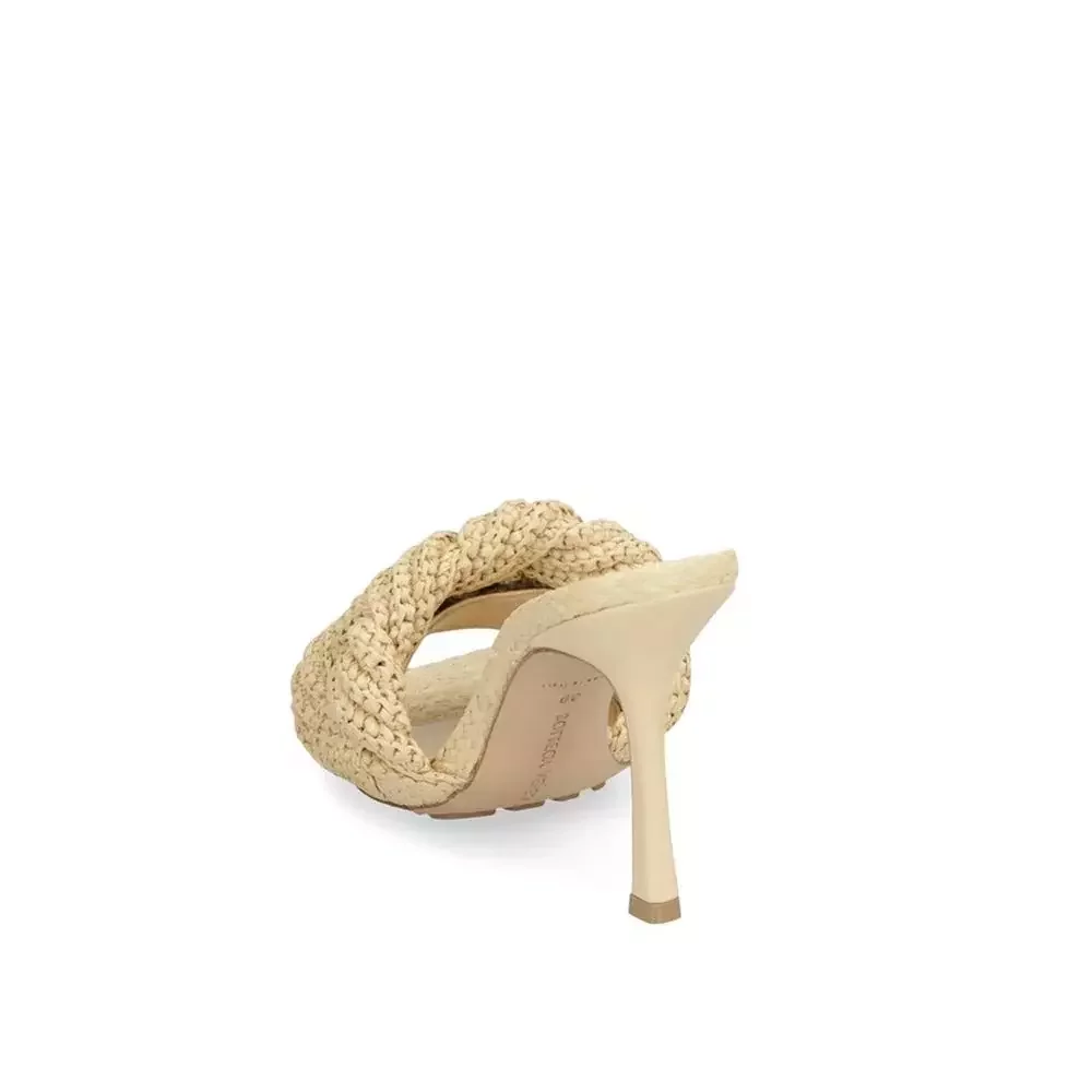 Raffia Textured Slip-On Mules - Beige / EU36/US6