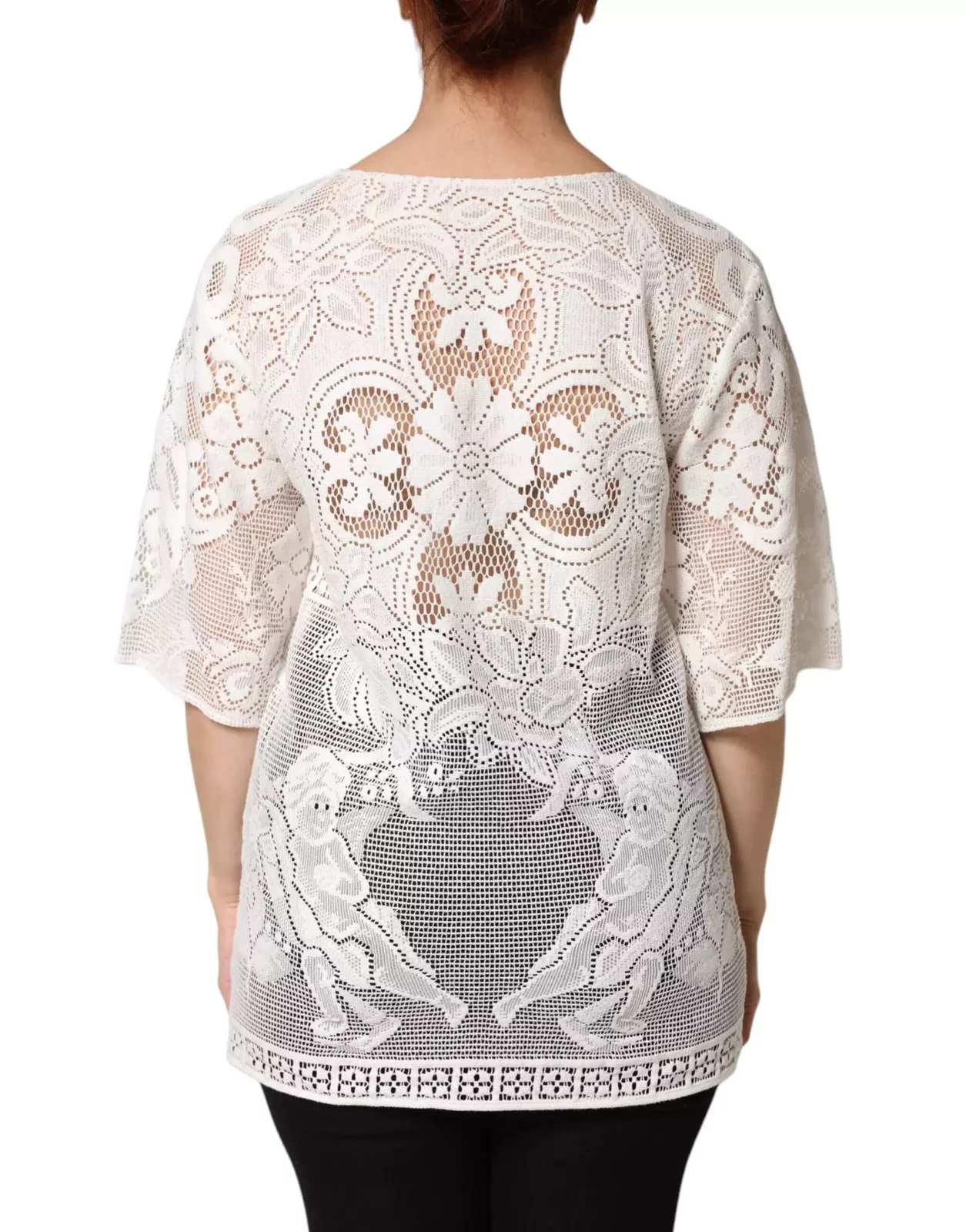 Embroidery Lace Cotton Blouse Top - White / IT36|XXS