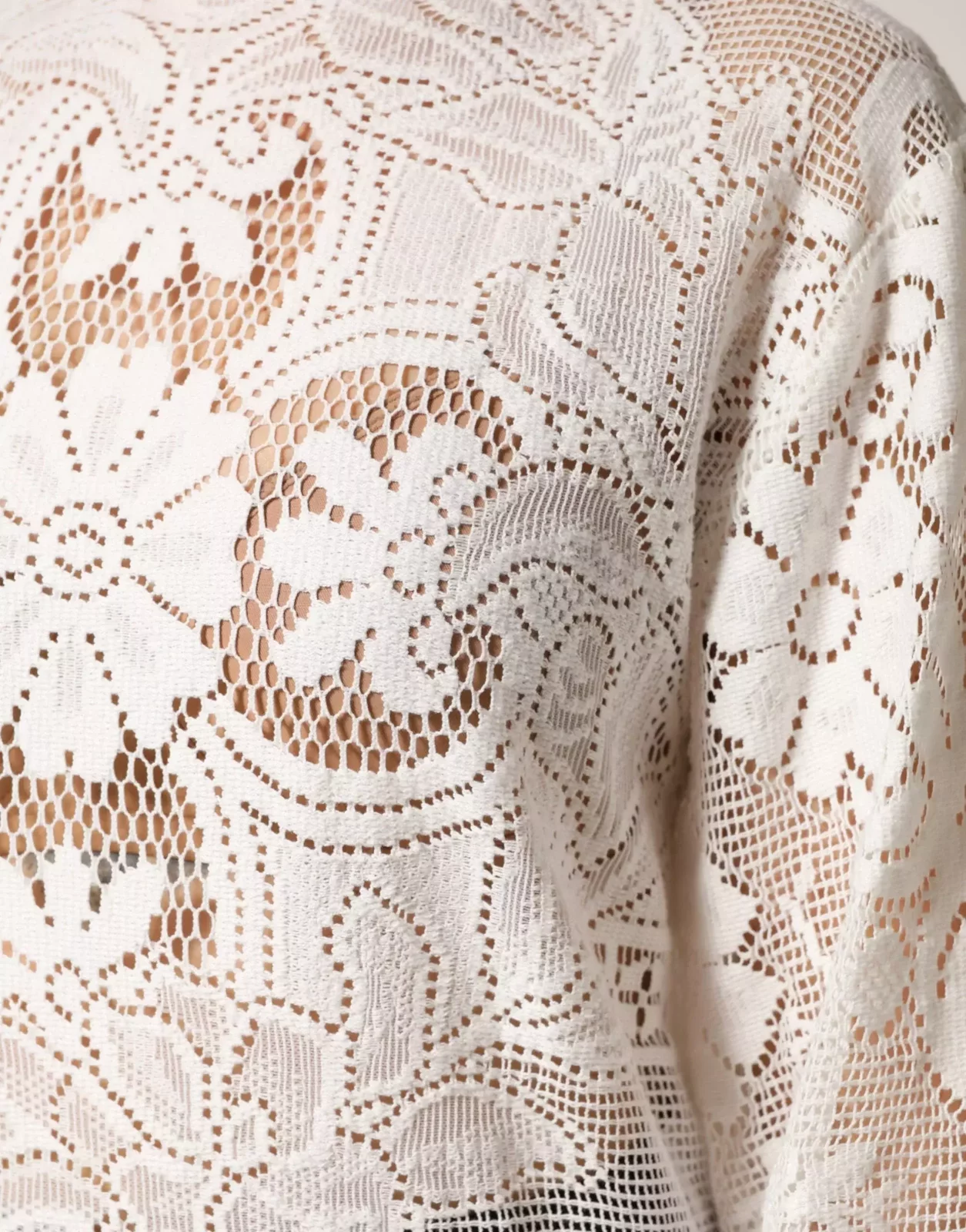 Embroidery Lace Cotton Blouse Top - White / IT36|XXS