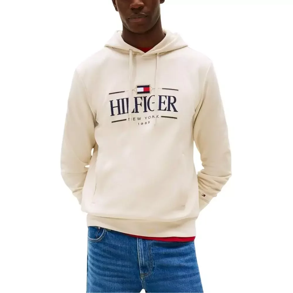 Tommy Hilfiger Men's Embroidered Logo Hoodie - Beige / IT54 | XXL
