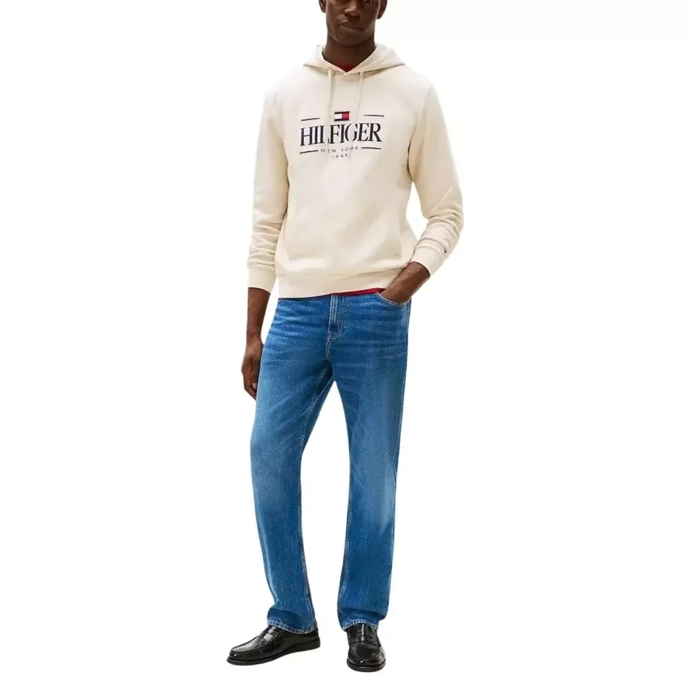 Tommy Hilfiger Men's Embroidered Logo Hoodie - Beige / IT54 | XXL