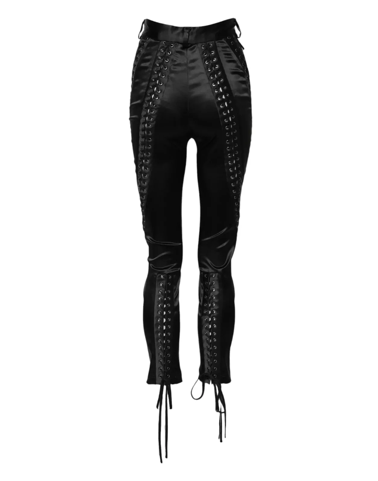 Lace Detail High Waist Skinny Pants - Black / IT40|S