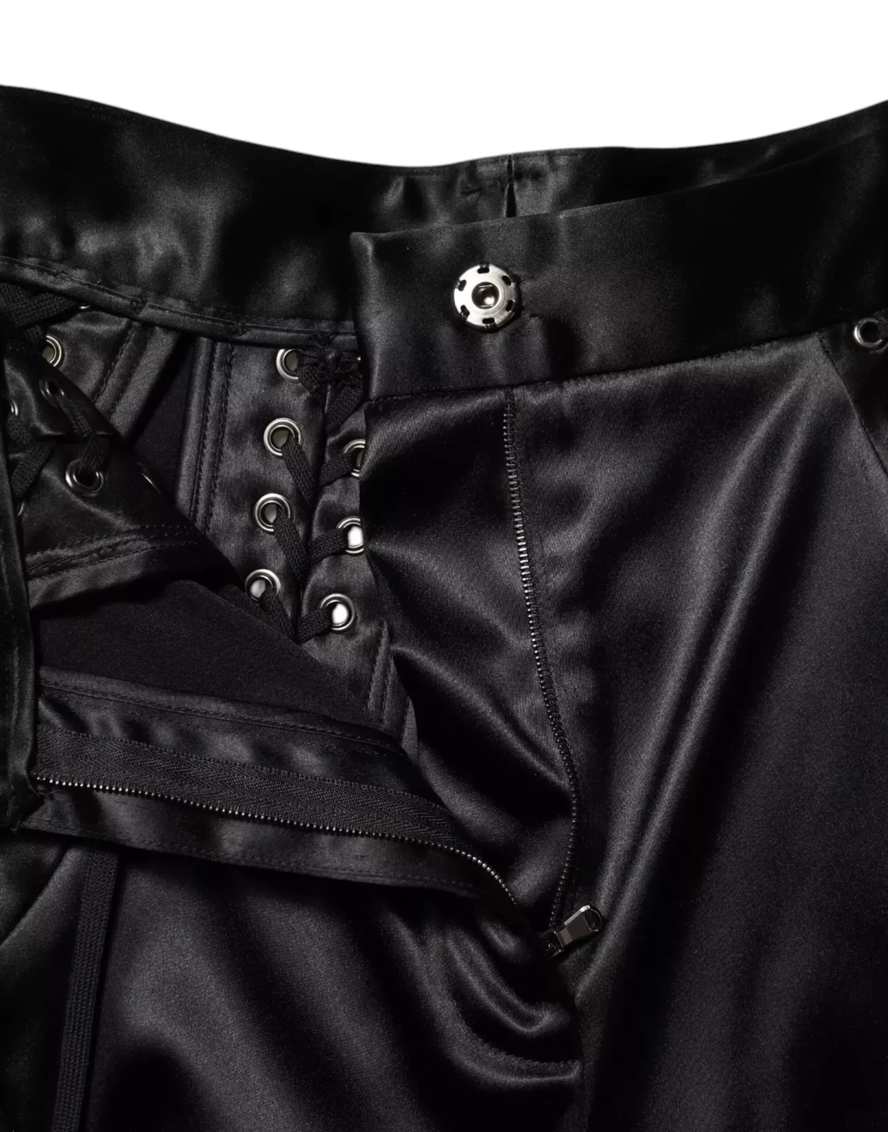 Lace Detail High Waist Skinny Pants - Black / IT40|S