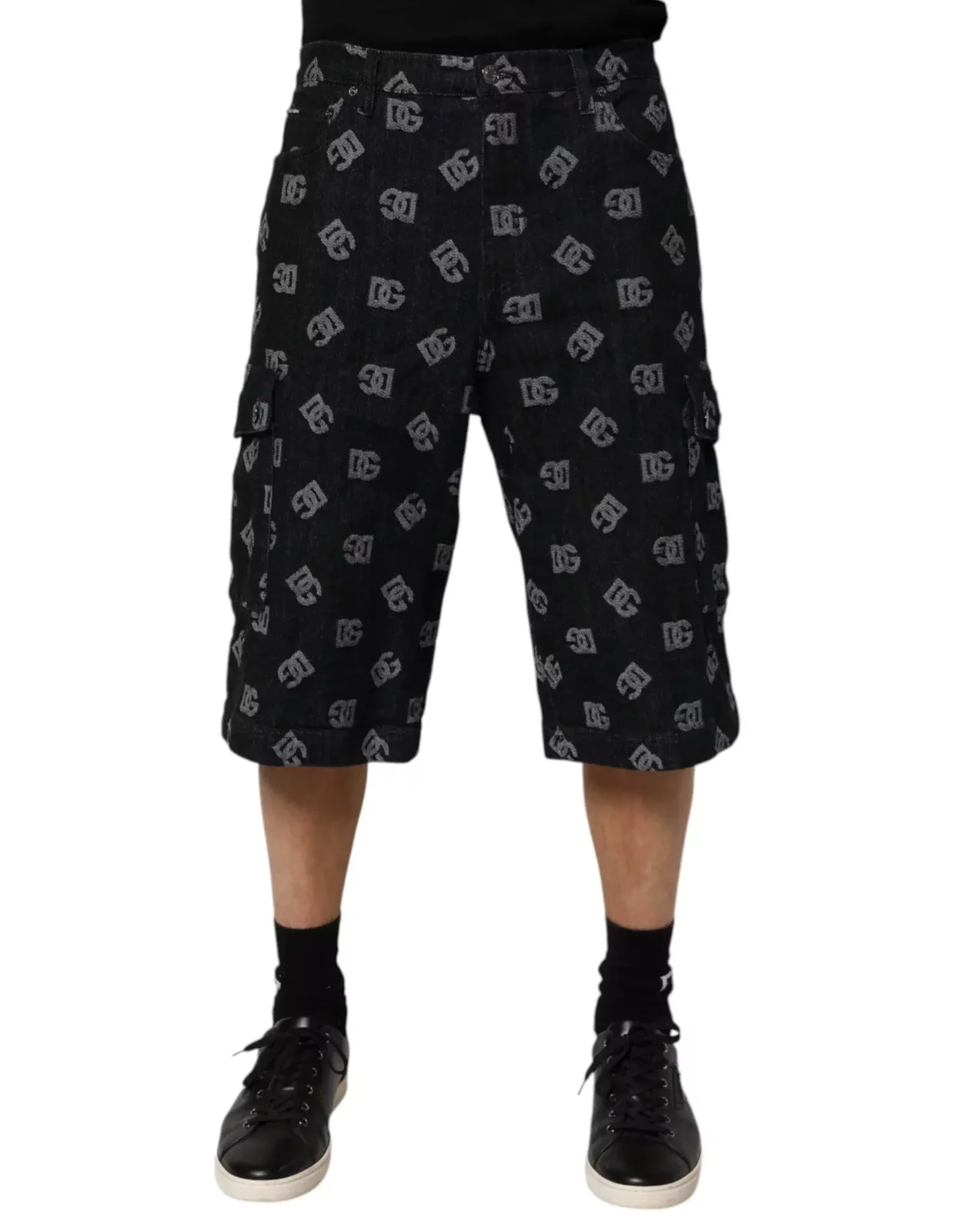 Monogram Denim Cargo Bermuda Shorts - Sky blue / IT48 | M