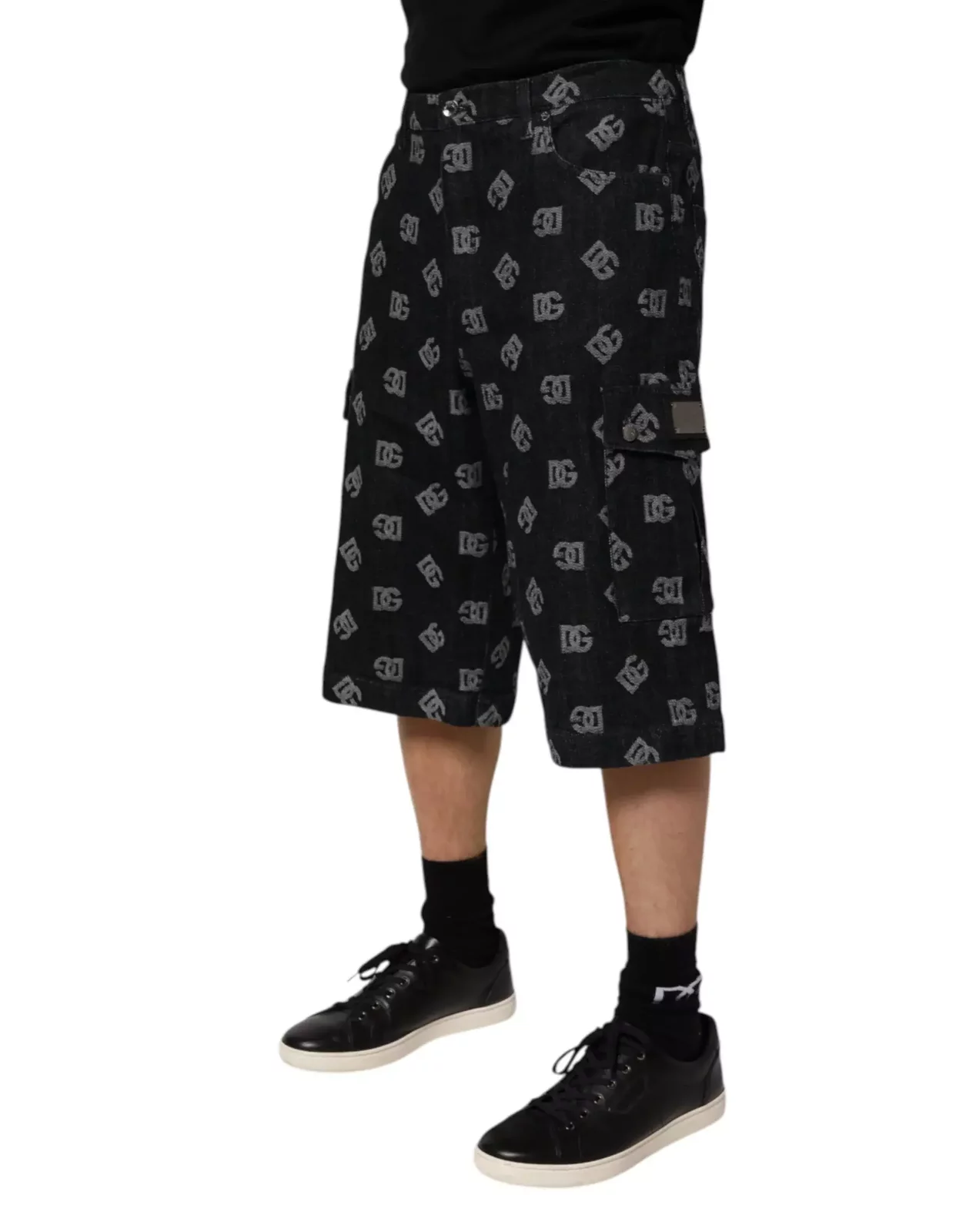 Monogram Denim Cargo Bermuda Shorts - Sky blue / IT48 | M