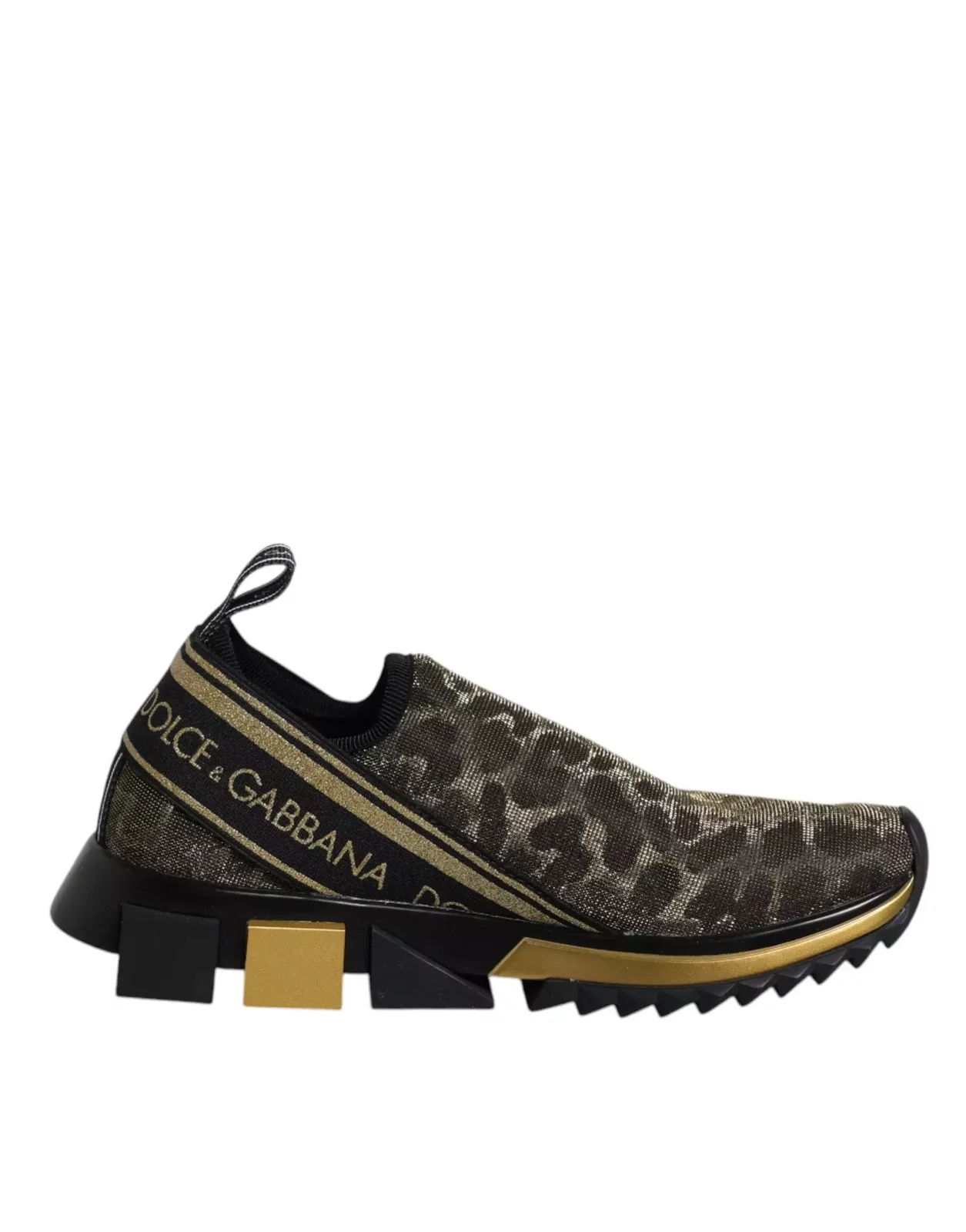 Dolce & Gabbana Leopard Print Slip-On Sneakers - Gold / EU36/US5.5