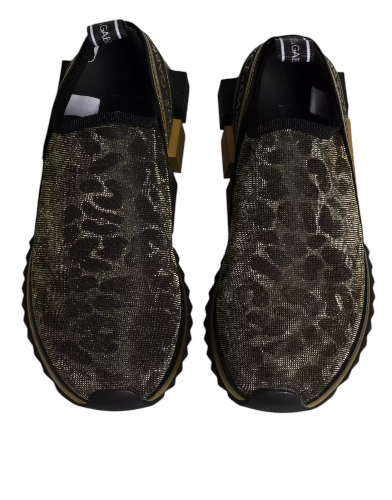 Dolce & Gabbana Leopard Print Slip-On Sneakers - Gold / EU35/US4.5
