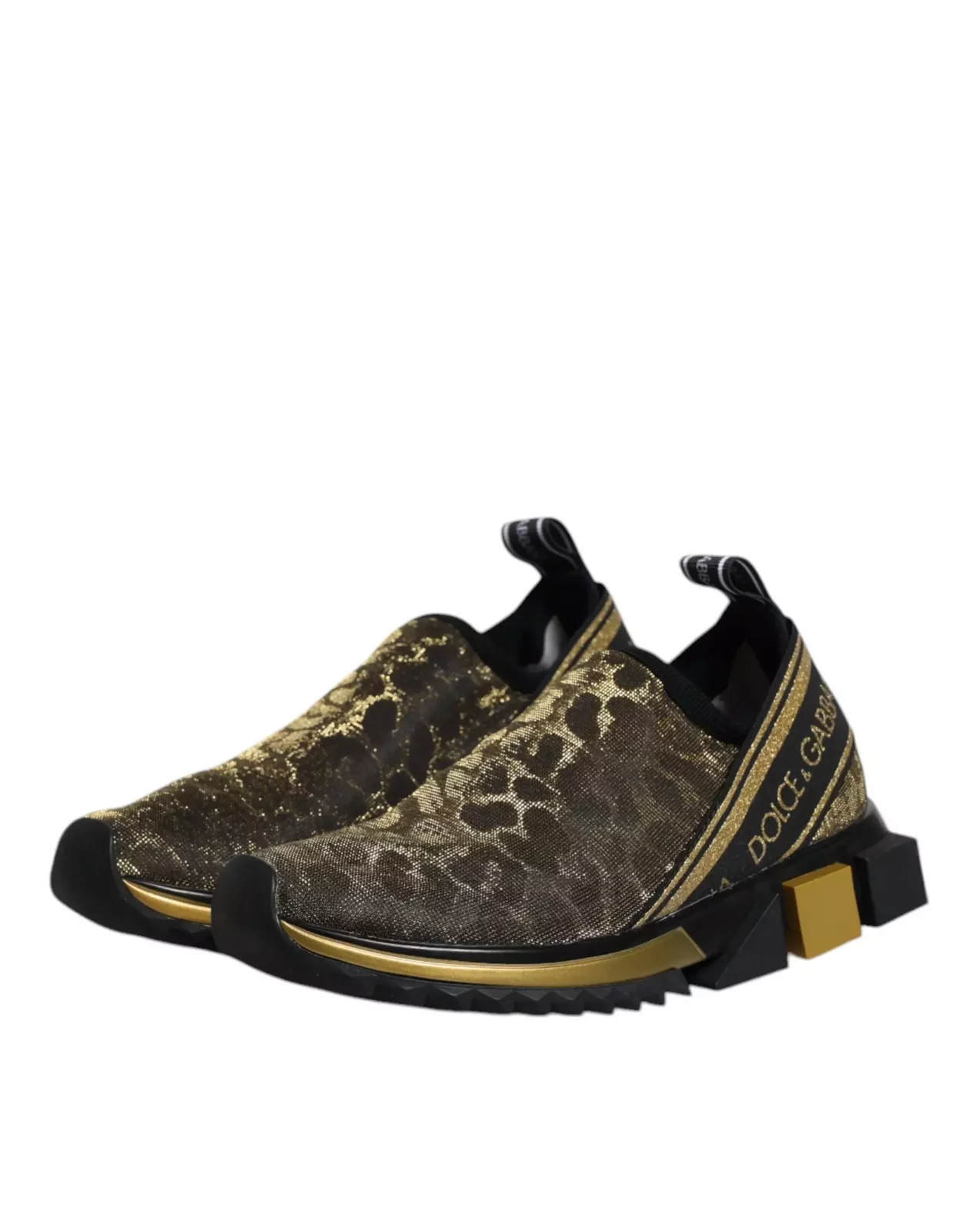 Dolce & Gabbana Leopard Print Slip-On Sneakers - Gold / EU35/US4.5