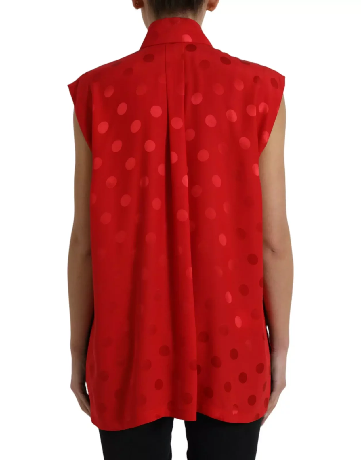 Dolce Gabbana Polka Dot Blouse Sleeveless Shirt - Red / IT40|S