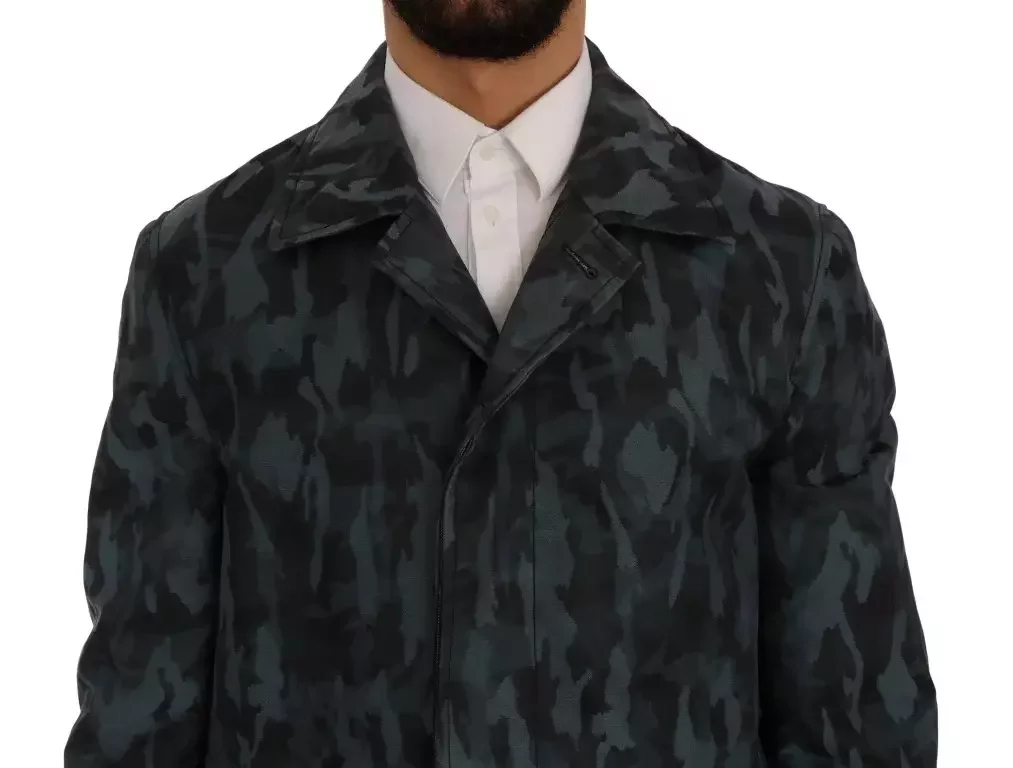 Camouflage Print Coat Long Sleeve - Blue / IT48 | M