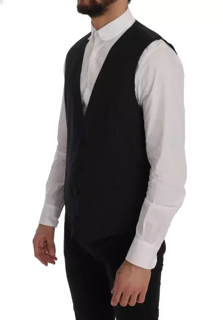 Black Pinstripe Vest Classic Fit - Gray / IT52 | XL