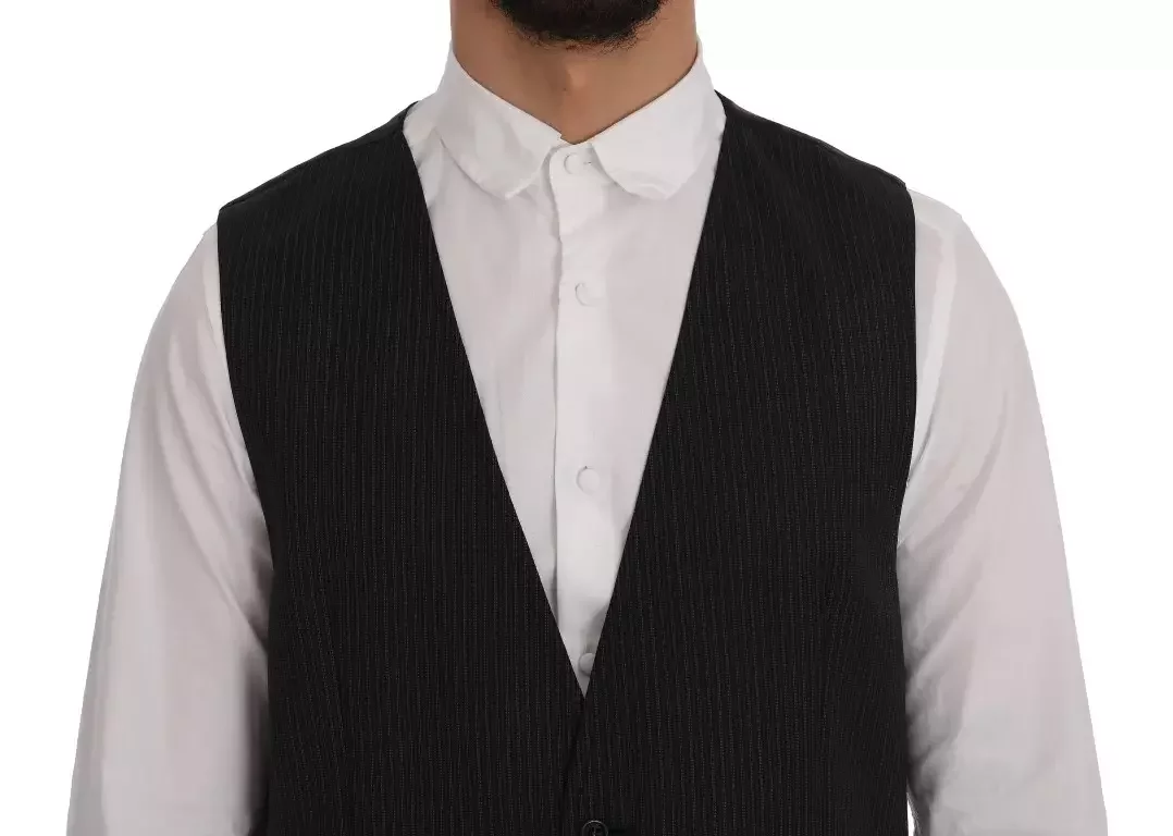 Black Pinstripe Vest Classic Fit - Gray / IT52 | XL
