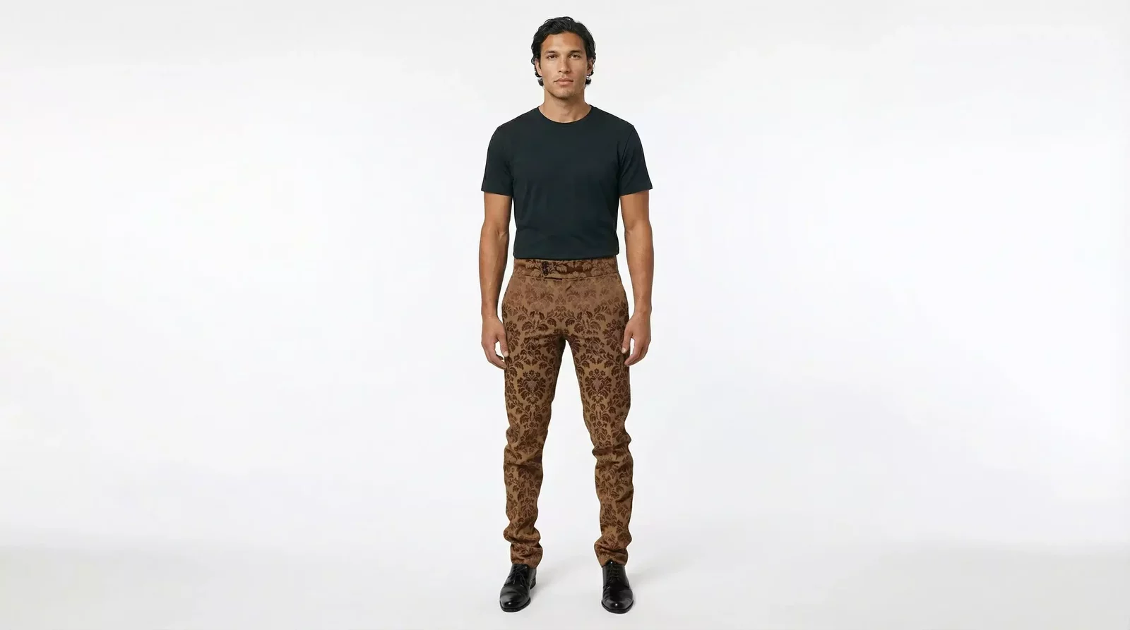 Floral Jacquard Skinny Trousers with Logo Details - Brown / IT48 | M