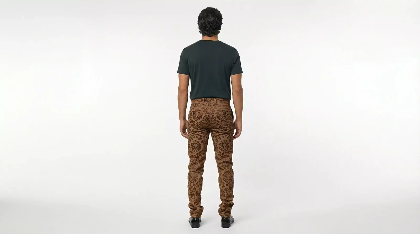 Floral Jacquard Skinny Trousers with Logo Details - Brown / IT48 | M