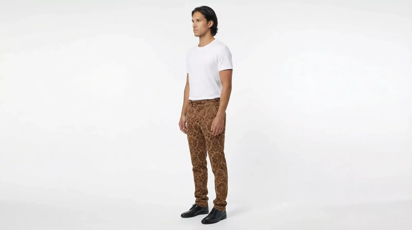 Floral Jacquard Skinny Trousers with Logo Details - Brown / IT48 | M
