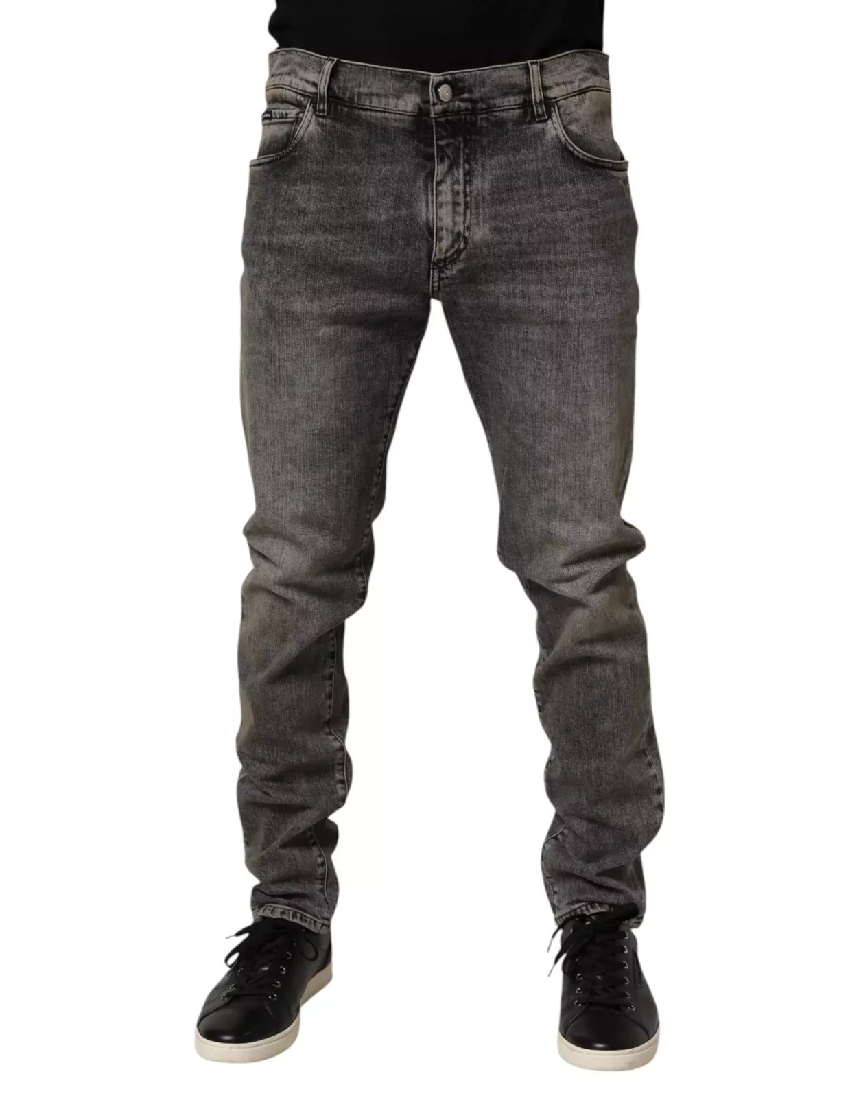 Cotton Stretch Slim Fit Denim Jeans - Gray / IT56 | XXL