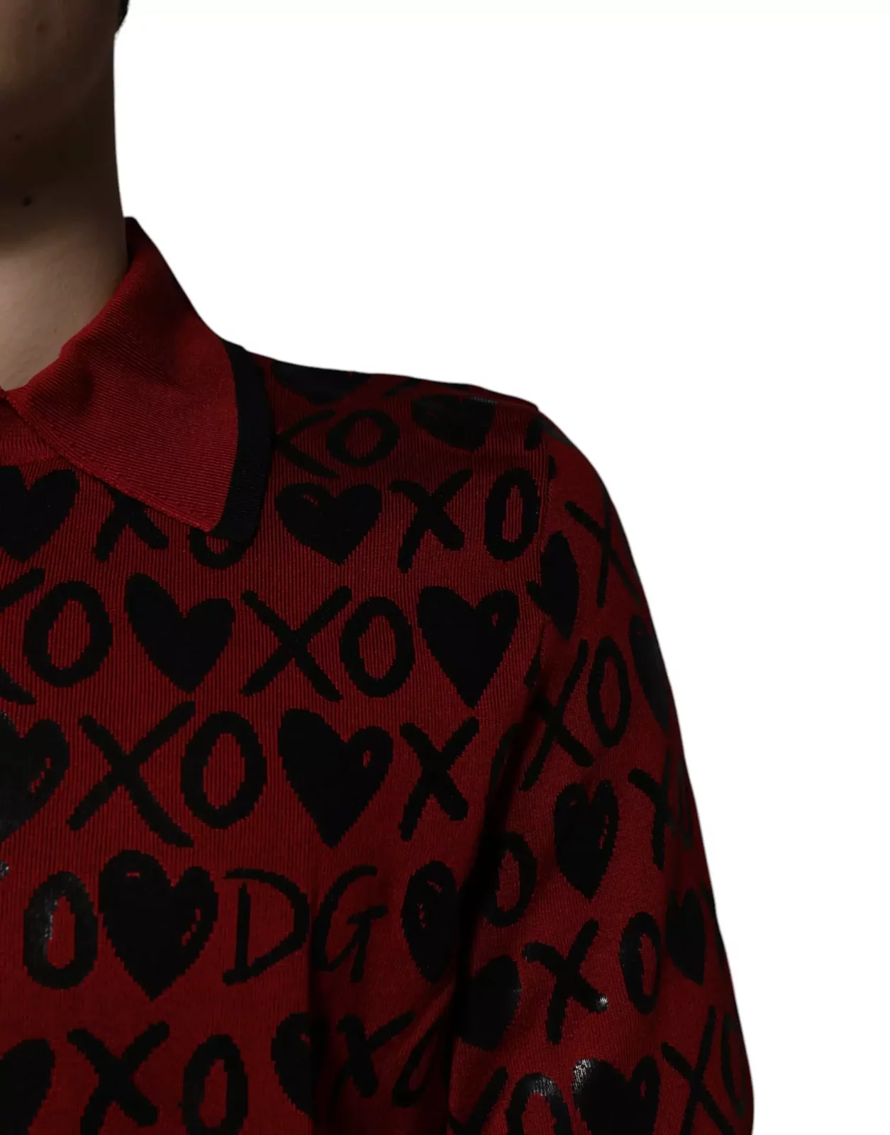 Short Sleeve Polo Shirt XOXO Pattern - Red / IT48 | M