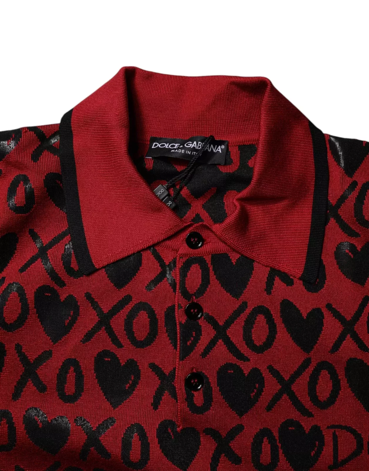 Short Sleeve Polo Shirt XOXO Pattern - Red / IT48 | M