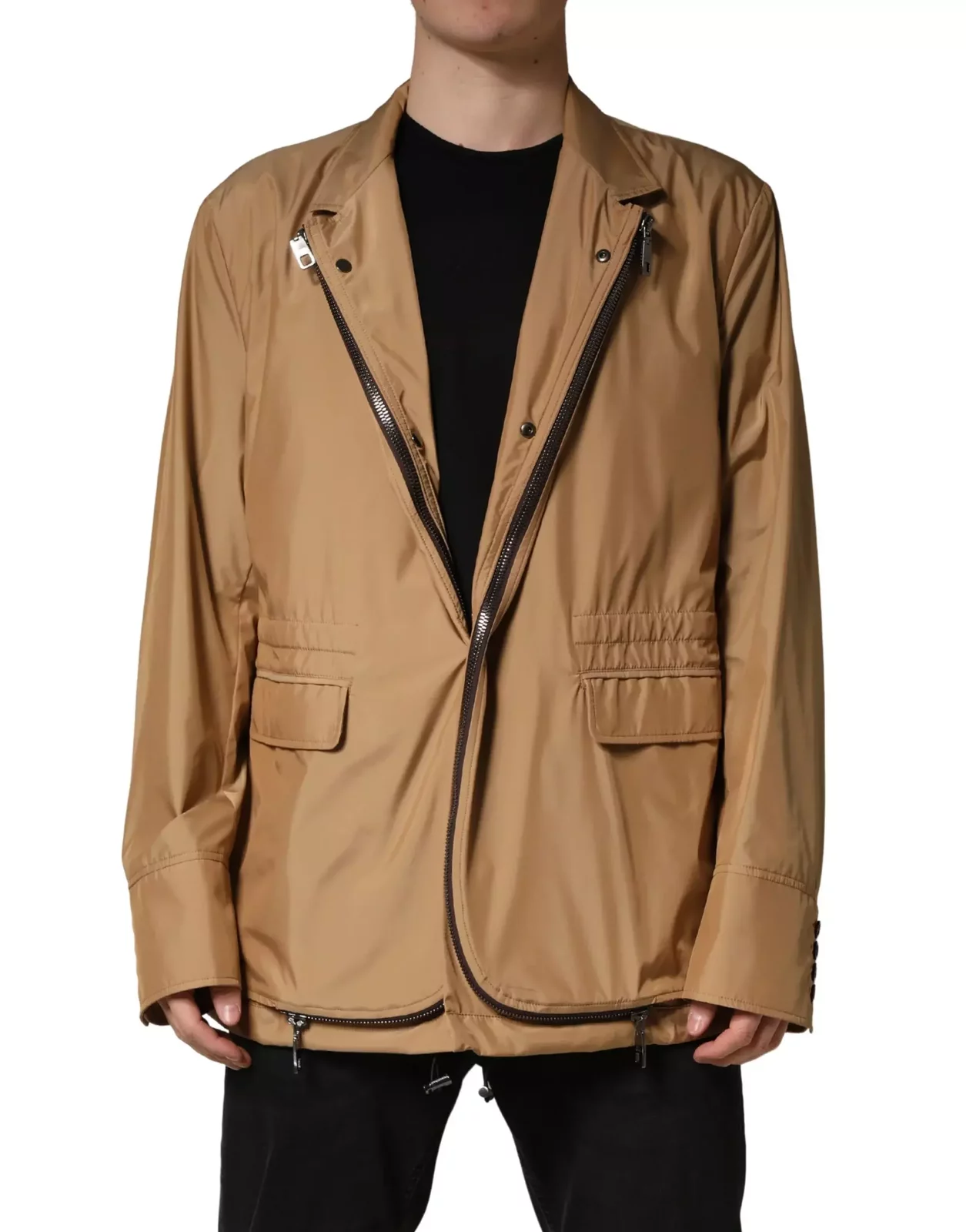 Dolce & Gabbana Asymmetrical Zip Jacket - Brown / IT58 | 3XL