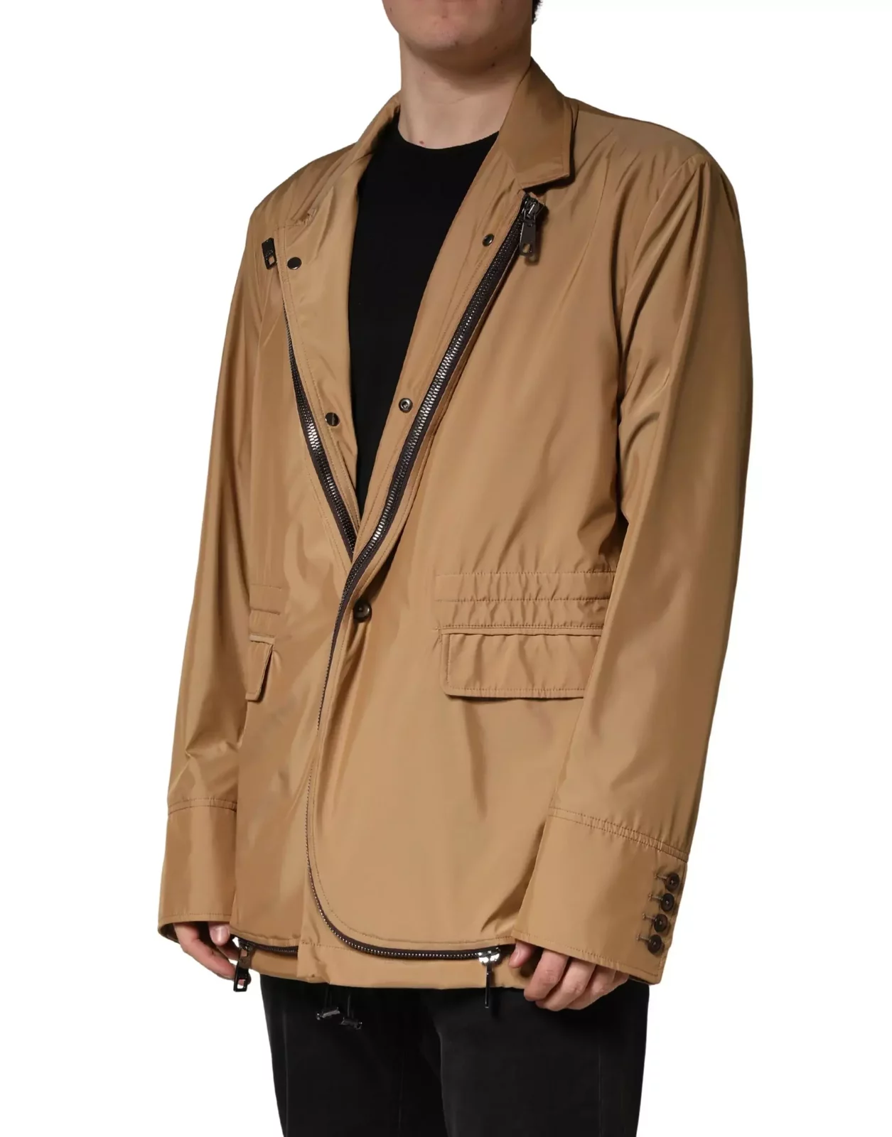 Dolce & Gabbana Asymmetrical Zip Jacket - Brown / IT58 | 3XL