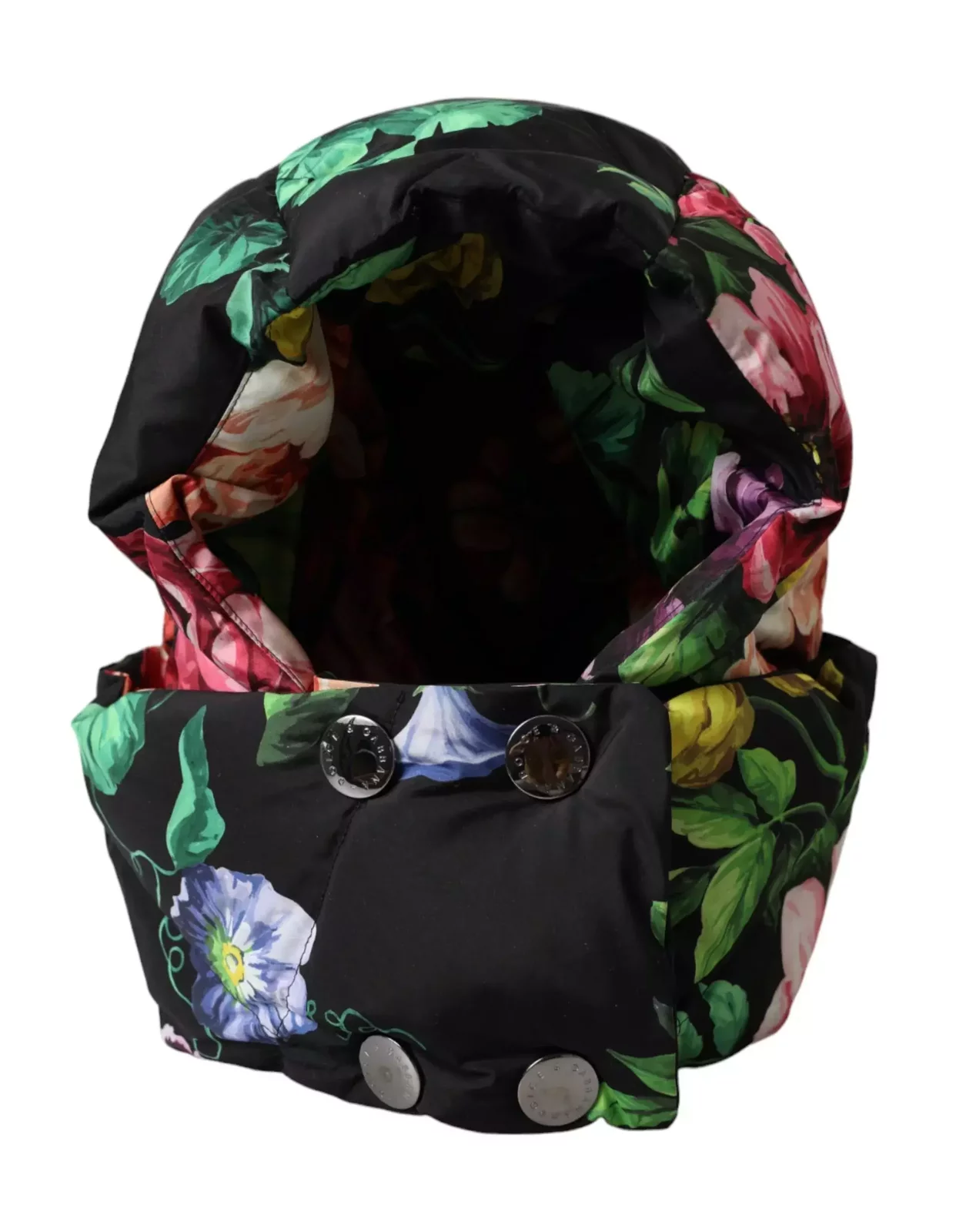 Dolce & Gabbana Floral Print Hooded Down Jacket - Black / One Size