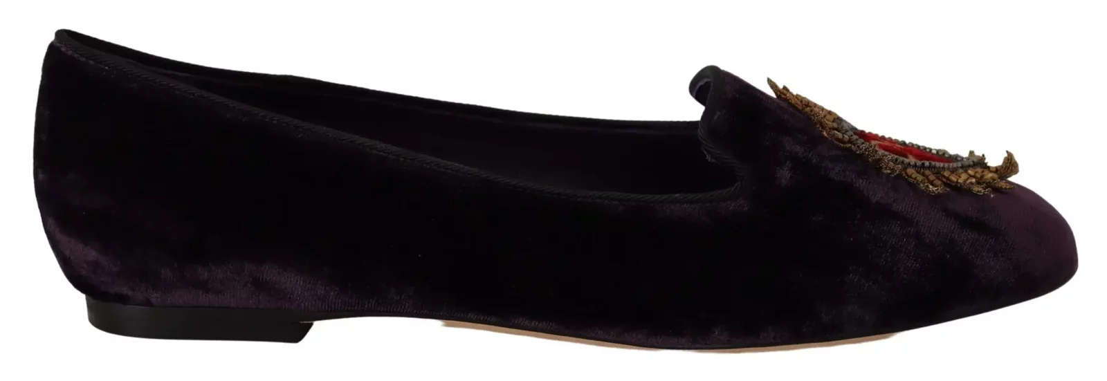 Velvet Ballerina Flats Embellished Style - Purple / EU36/US5.5