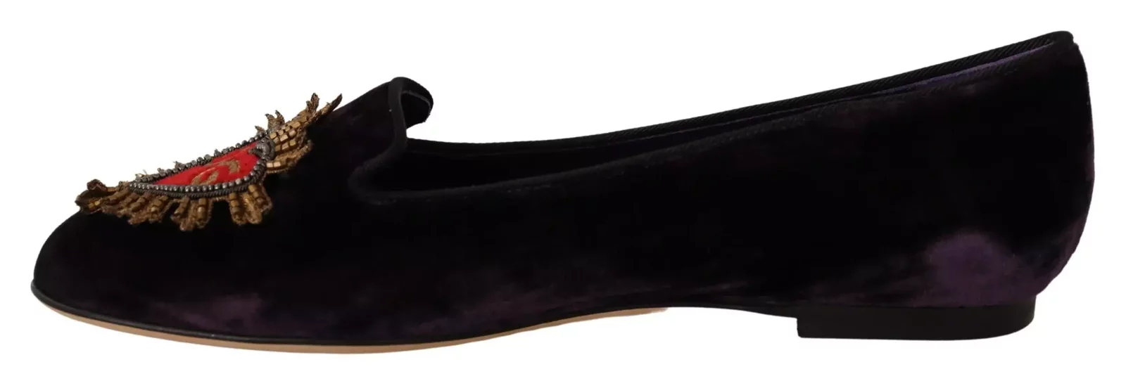 Velvet Ballerina Flats Embellished Style - Purple / EU36/US5.5