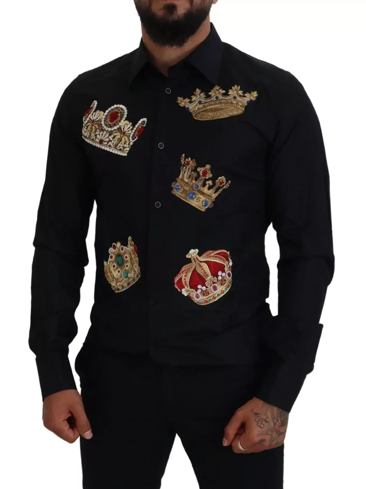 CrownEmbroidered Shirt Long Sleeve - Black / IT37 | XS